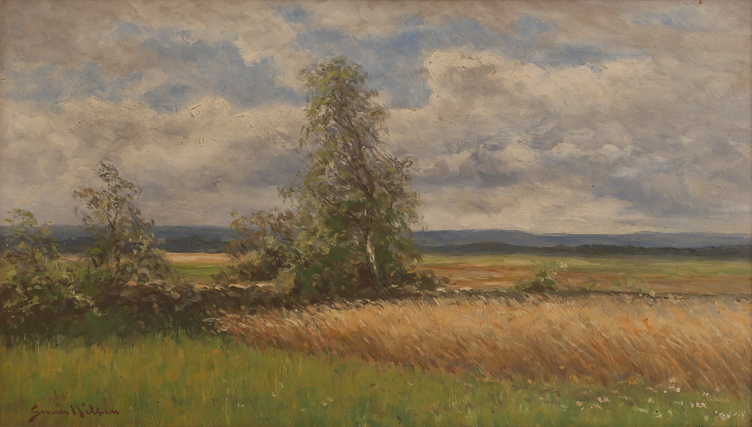 SEVERIN NILSON. Olja på pannå, landskap, signerad.