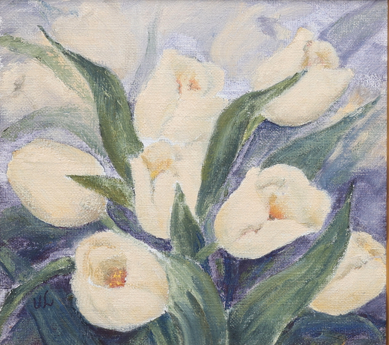 ULLA B. LAGERQVIST. Olja på duk, 2 st, landskaps- och blomstermotiv, signerade UL.