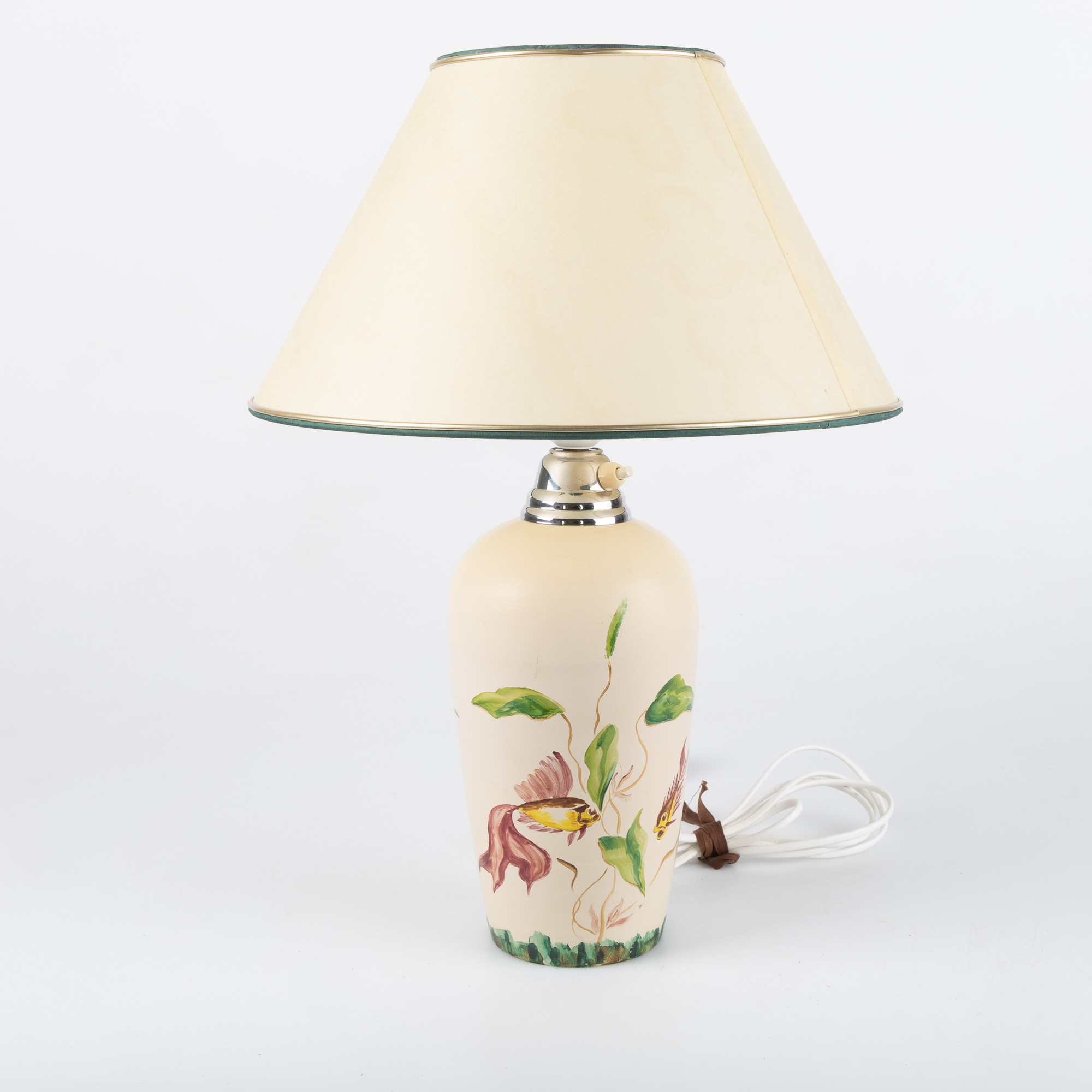 BORDSLAMPA, bemålat lergods, Semko, 1950-tal.