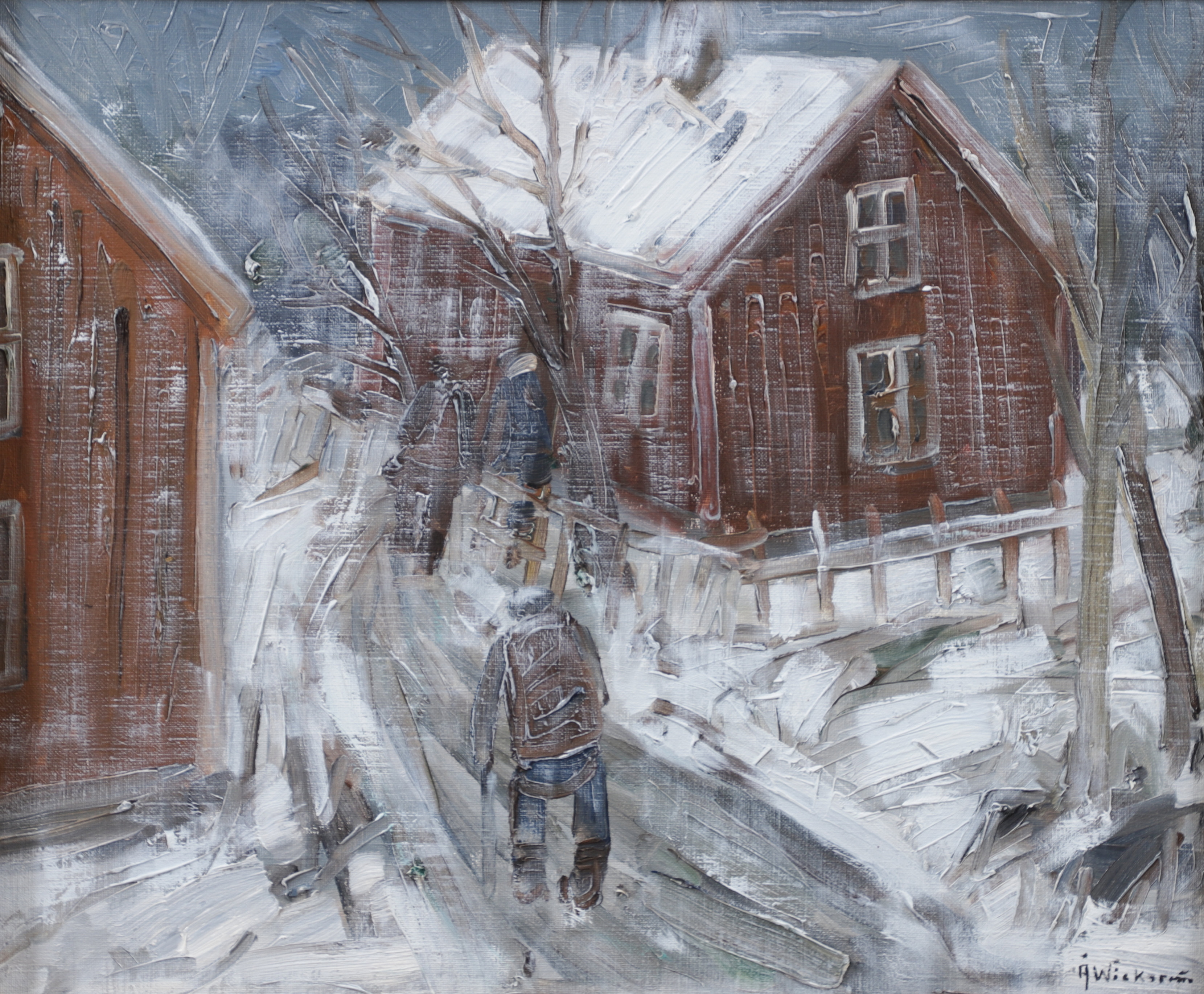 ÅKE WICKSTRÖM. Promenad. Olja på duk, signerad.