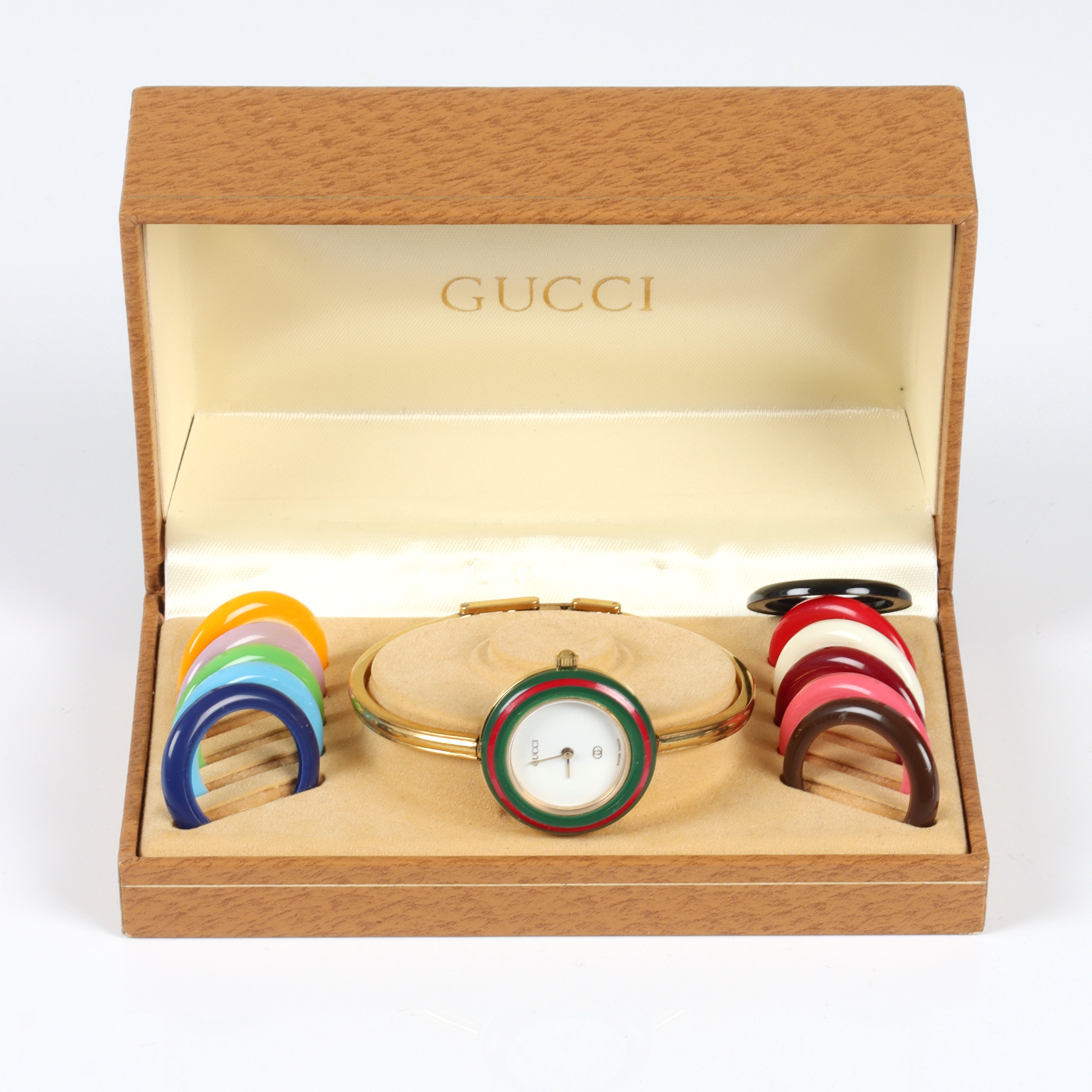 GUCCI, Armbandsur med utbytbara ringar, quartz, 1990-tal.