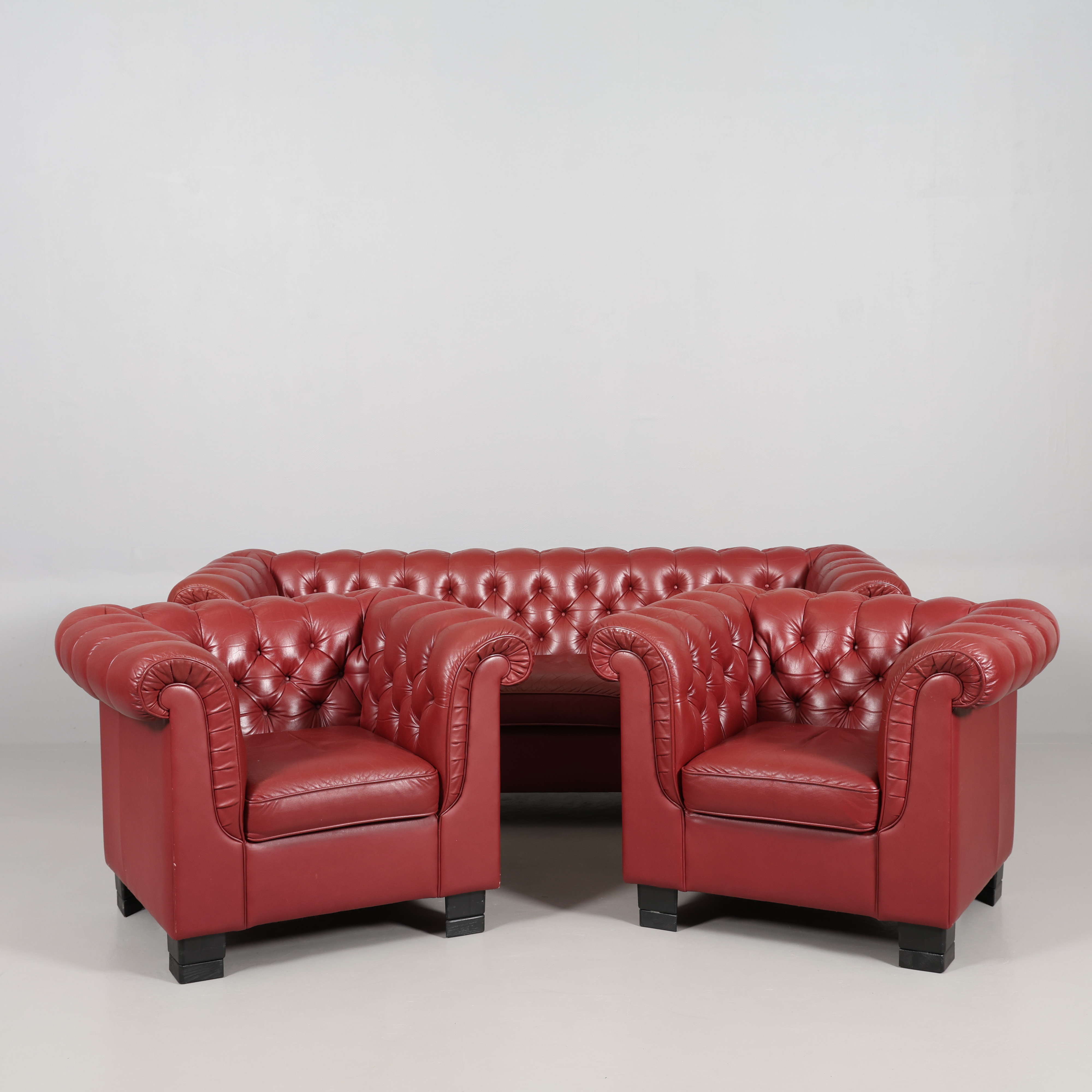 SOFFGRUPP, 3 delar, Chesterfieldstil.