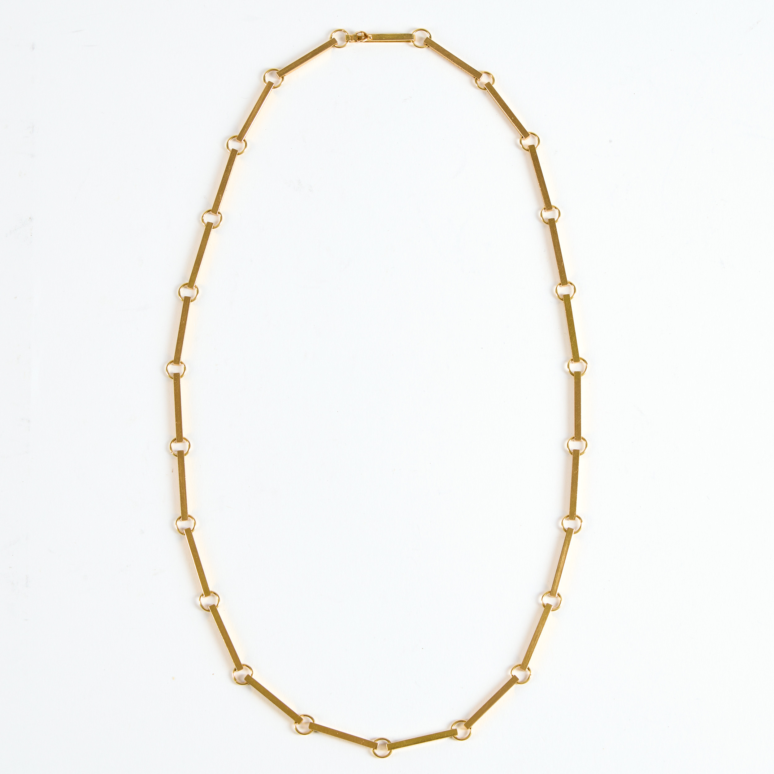 SCHUTZ & LINDAHL. Collier, ring- och stavkedja, guld 18K.