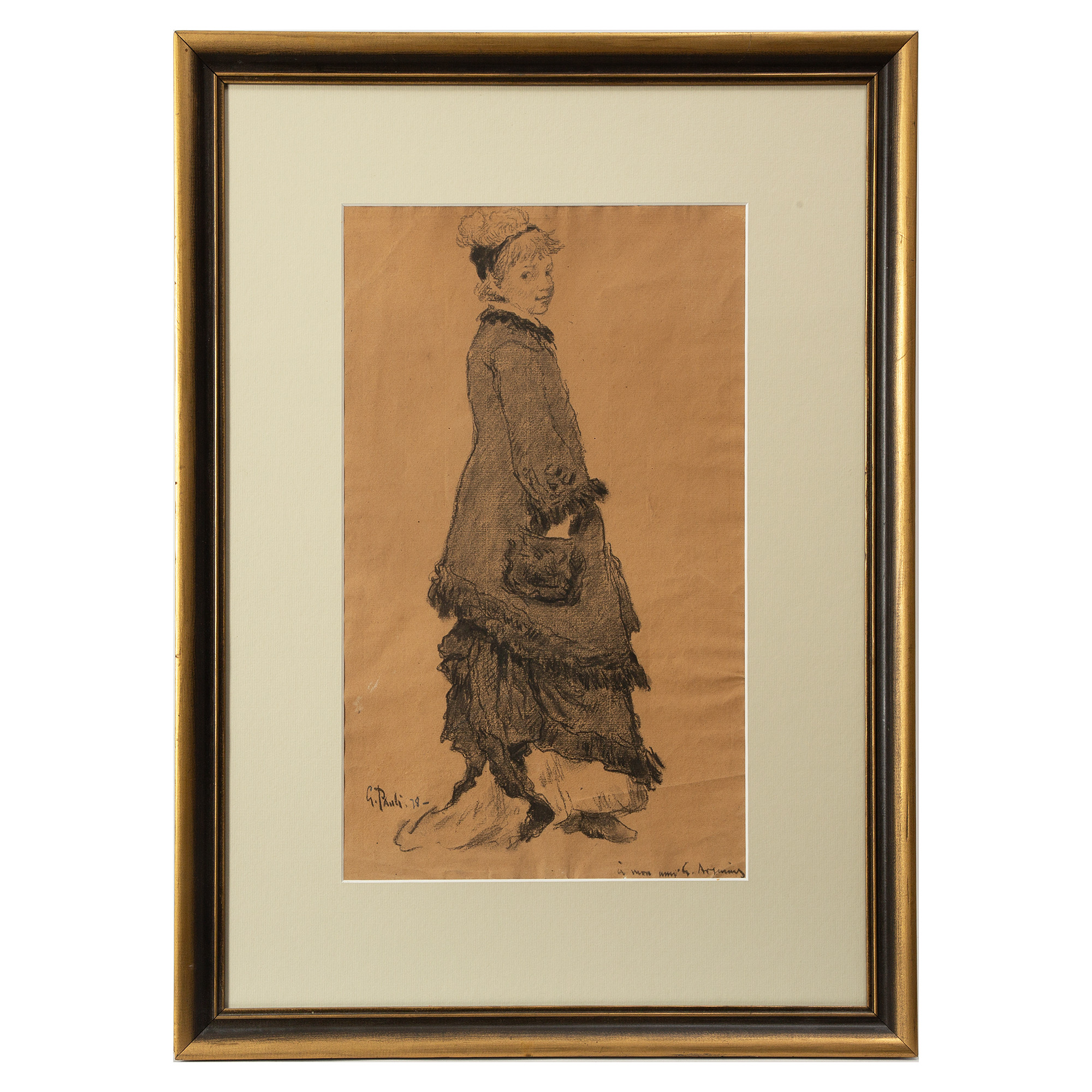 GEORG PAULI. Kol/blyerts på papper, signerad och daterad 1878.