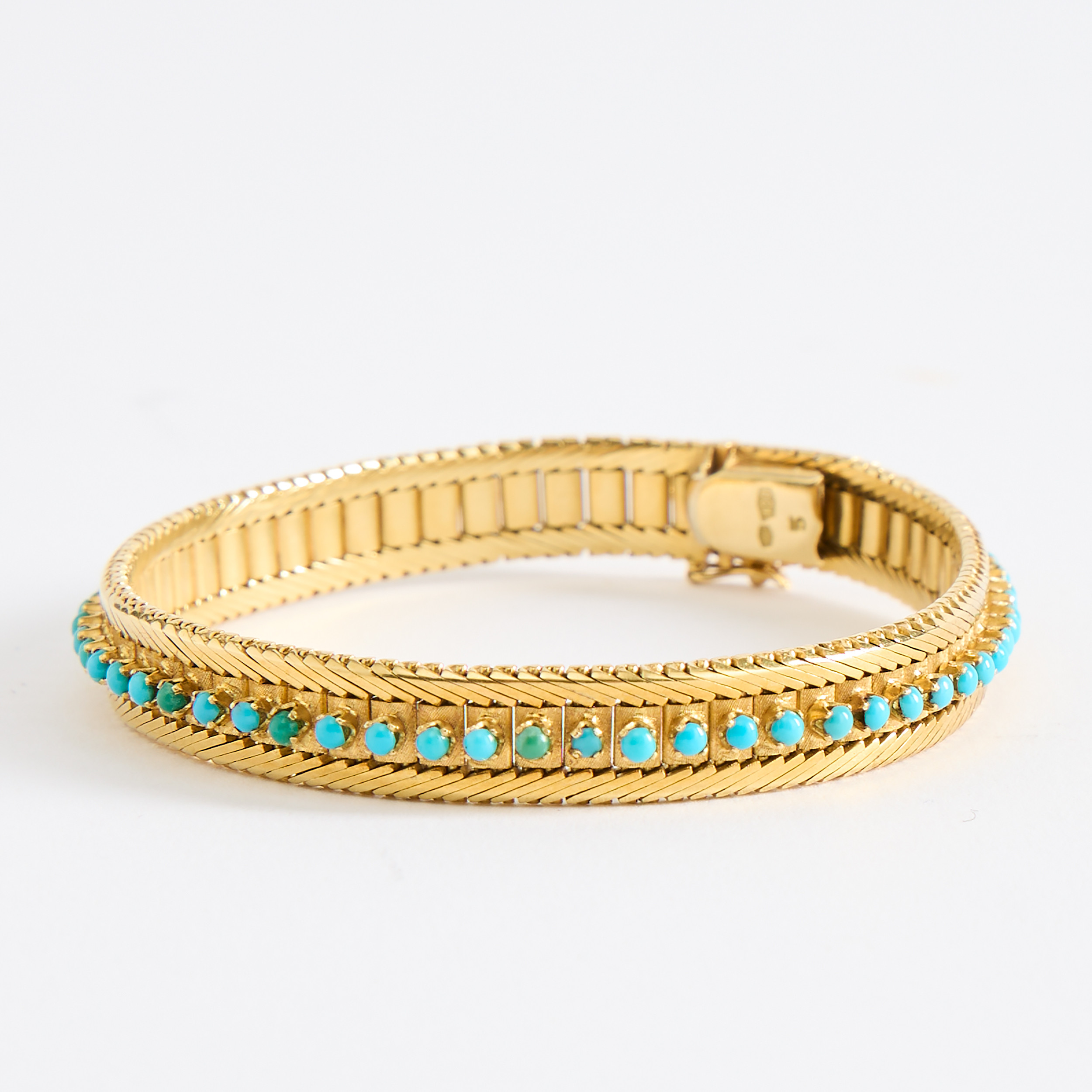 ARMBAND, guld 18K med turkoser, Italien.
