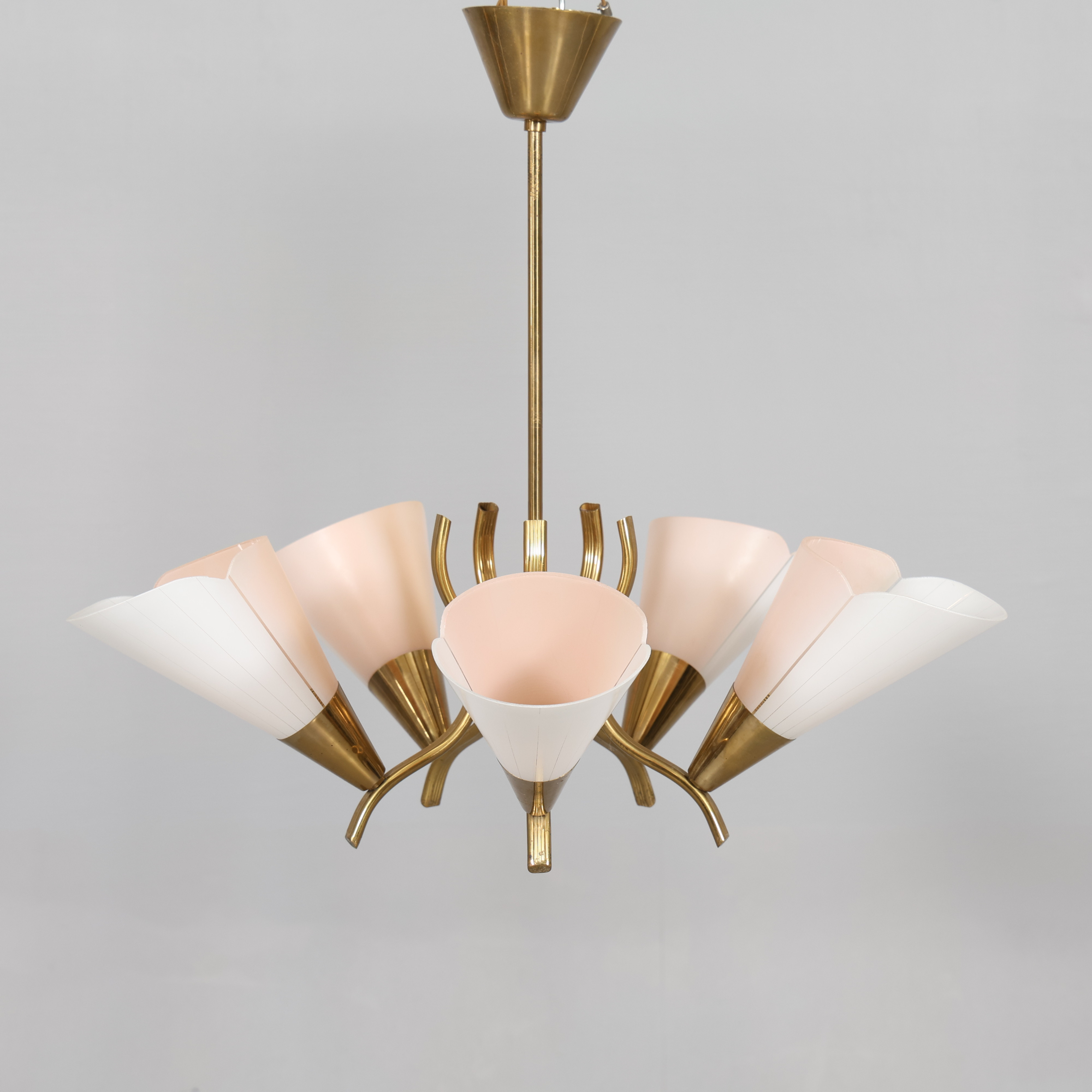 TAKLAMPA metall / glas omkring 1940-tal.