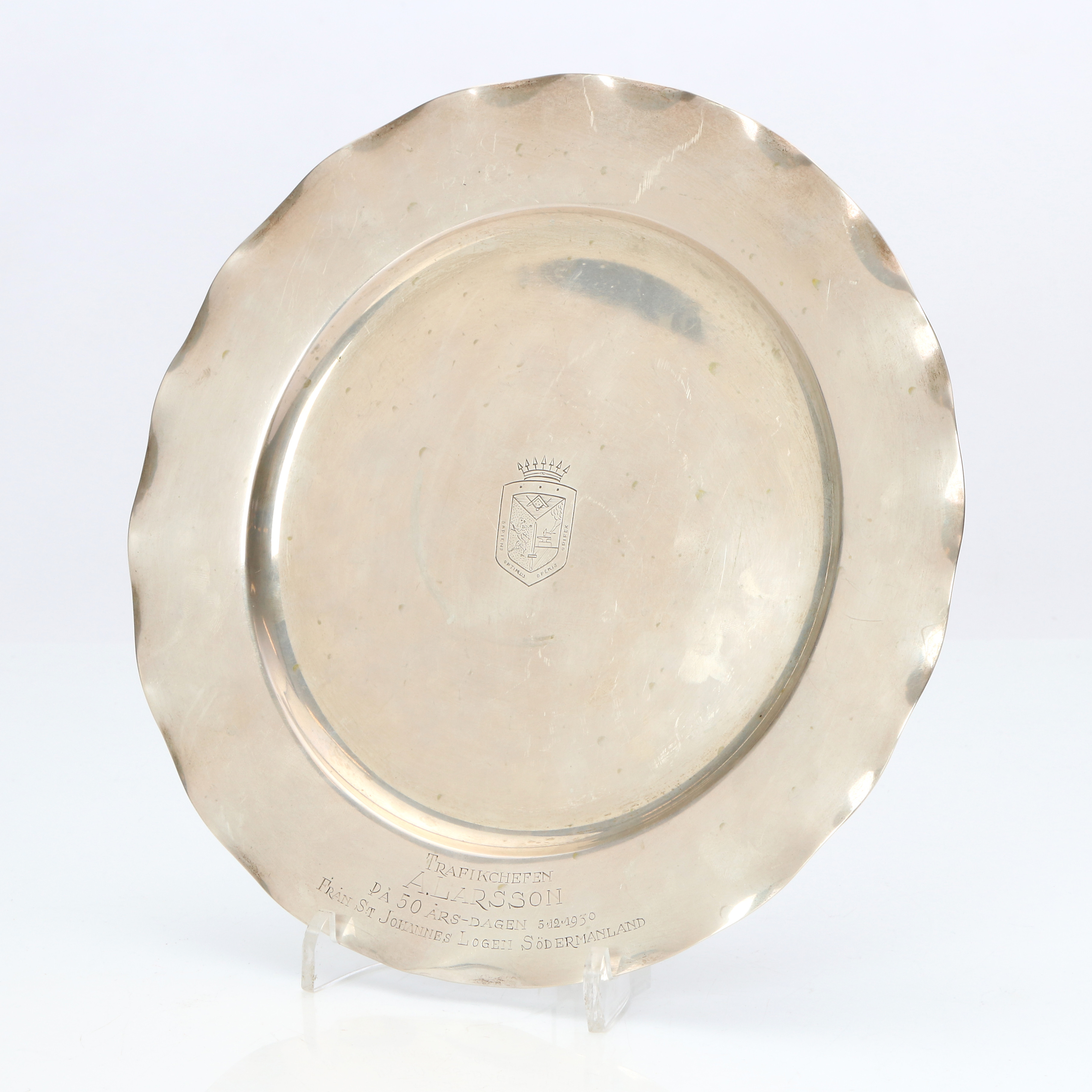 FRIMURARFAT. Silver. CG Hallberg, Stockholm, 1927. Vikt ca 195 gram.