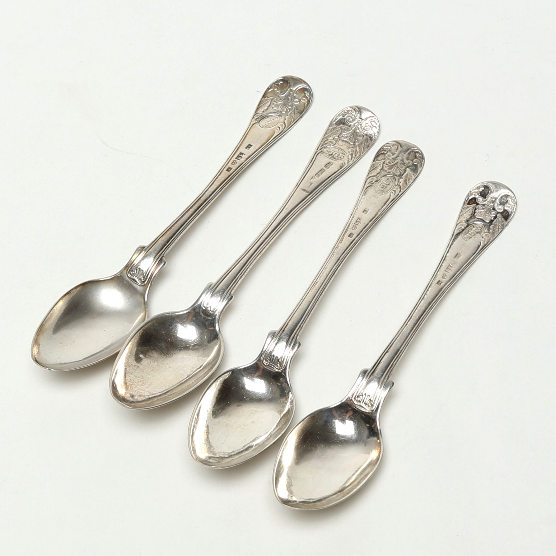 KAFFESKEDAR 4 st, silver, Eklund, Kalmar, 1868.