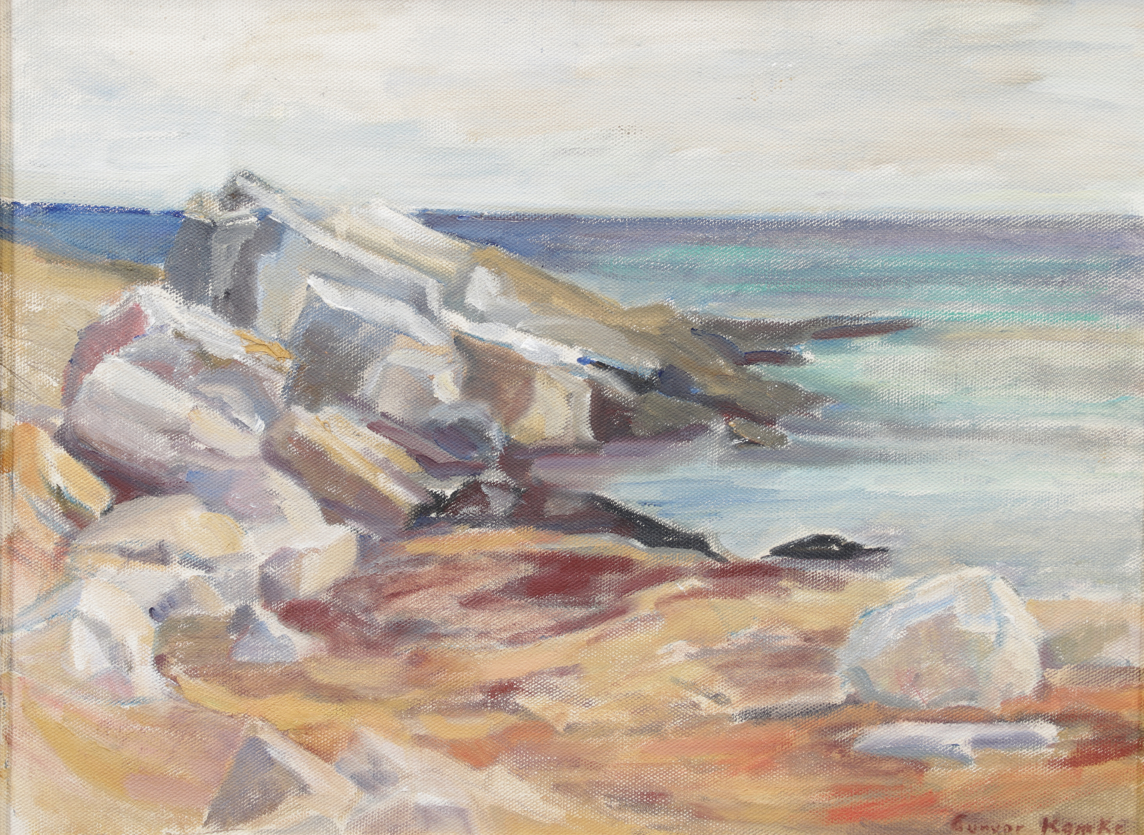 GUNVOR KAMKE. Strandformation. Olja på duk, signerad.