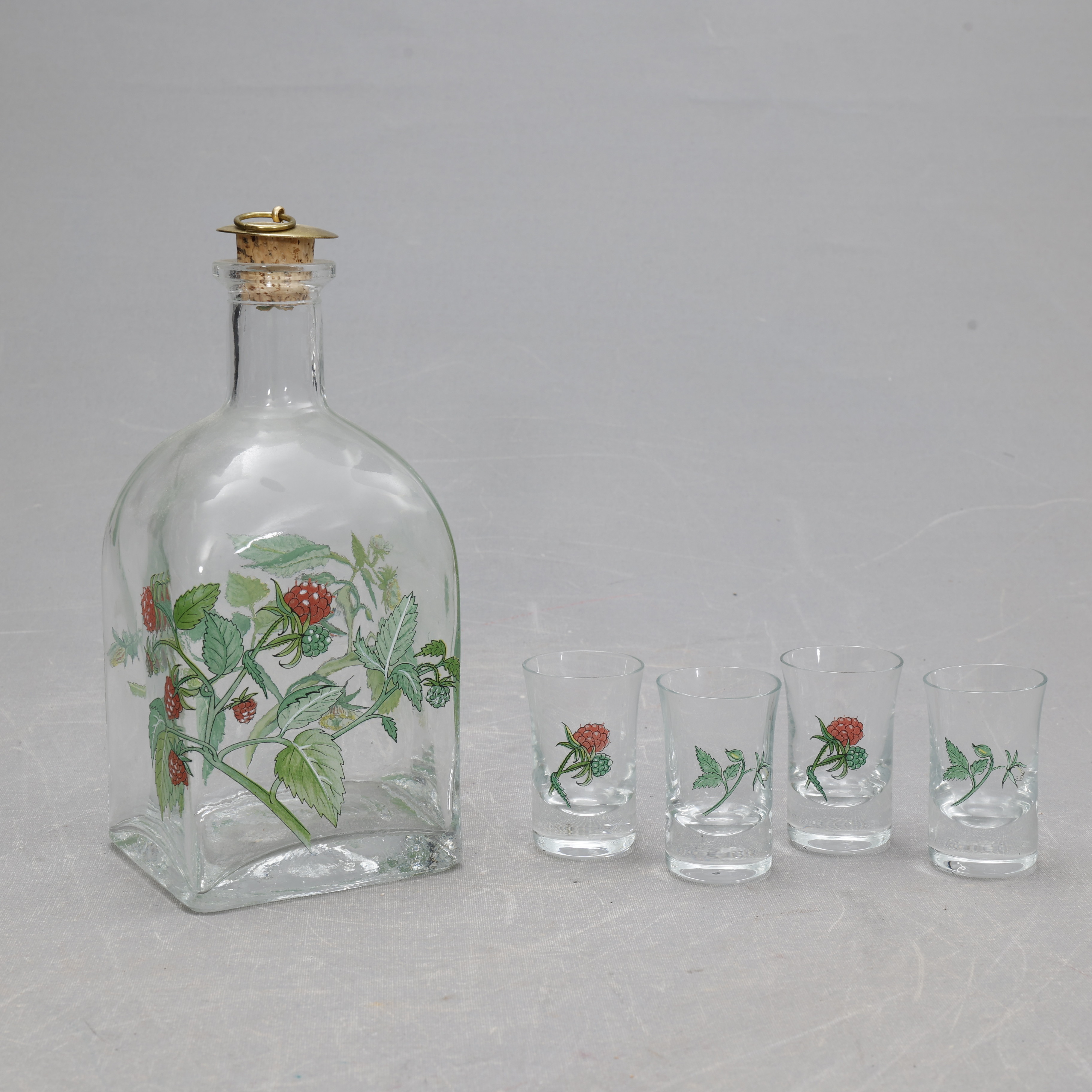 PLUNTA med 4 glas, Holmegaard, Danmark, 1900-tal.