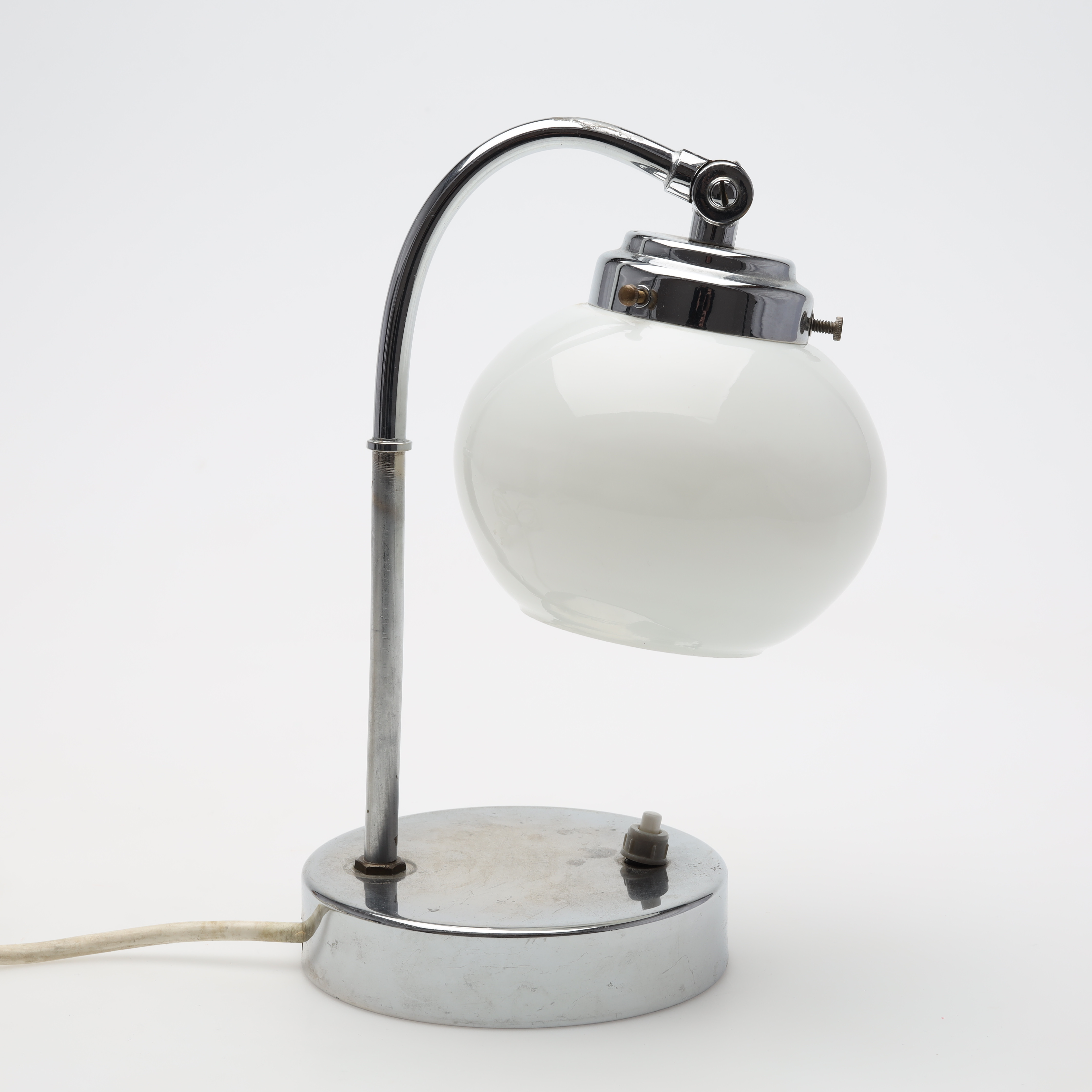 BORDSLAMPA, stål/glas, 1900-tal.