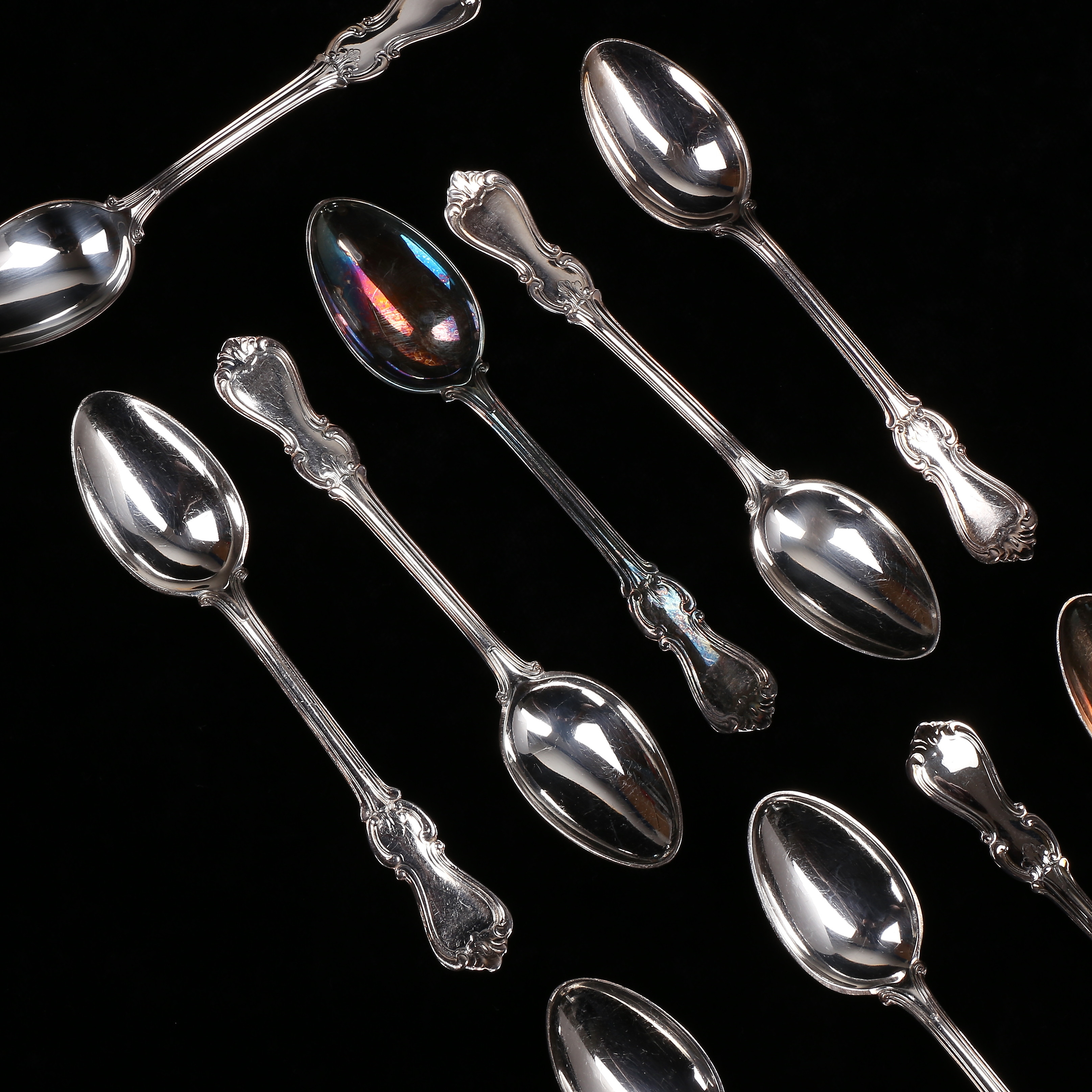 KAFFESKEDAR, 11 st, silver, "Olga", GAB, 1970/80-tal, vikt 170 gram.