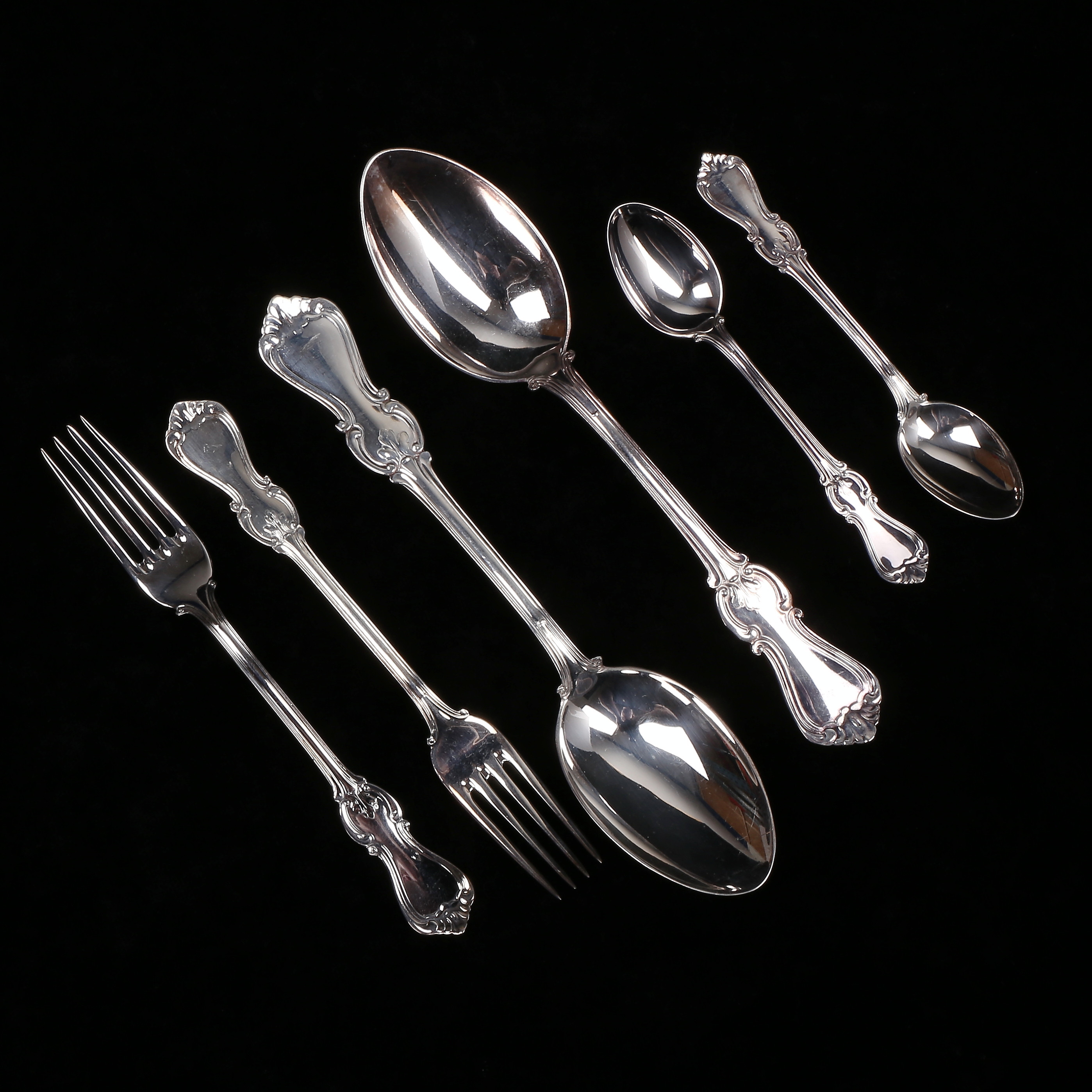 BESTICK, 6 st, silver, "Olga", GAB, 1970/80-tal, vikt 152 gram.