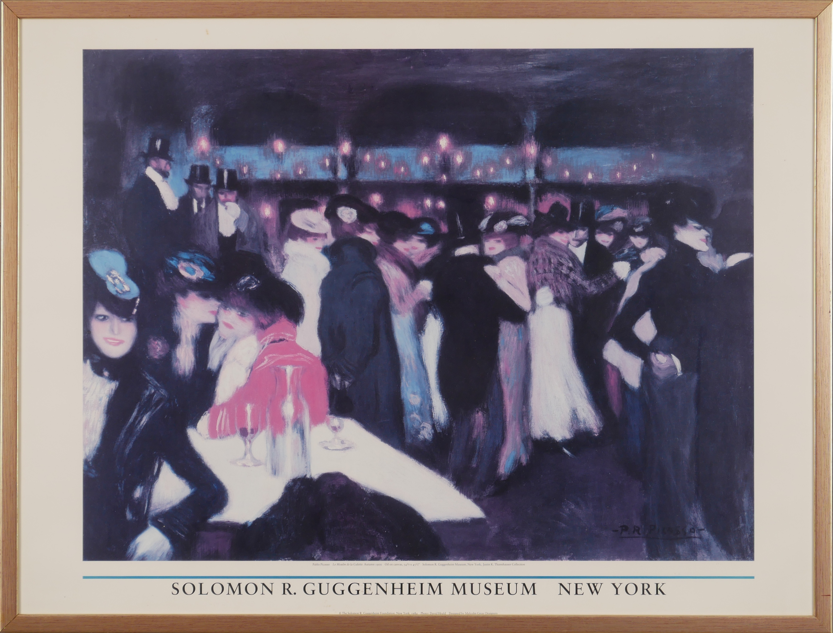 UTSTÄLLNINGSAFFISCH, "Le Moulin de la Galette", efter Picasso, tryck, Guggenheim Museum, New York 1984.