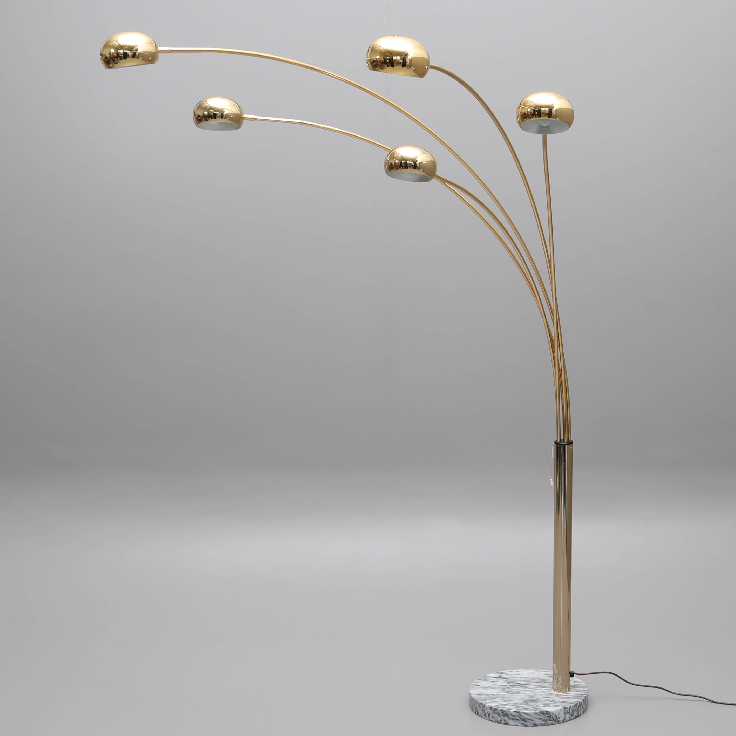 GOLVLAMPA, 5-ljuspunkter, metall & marmor, 1980-tal.