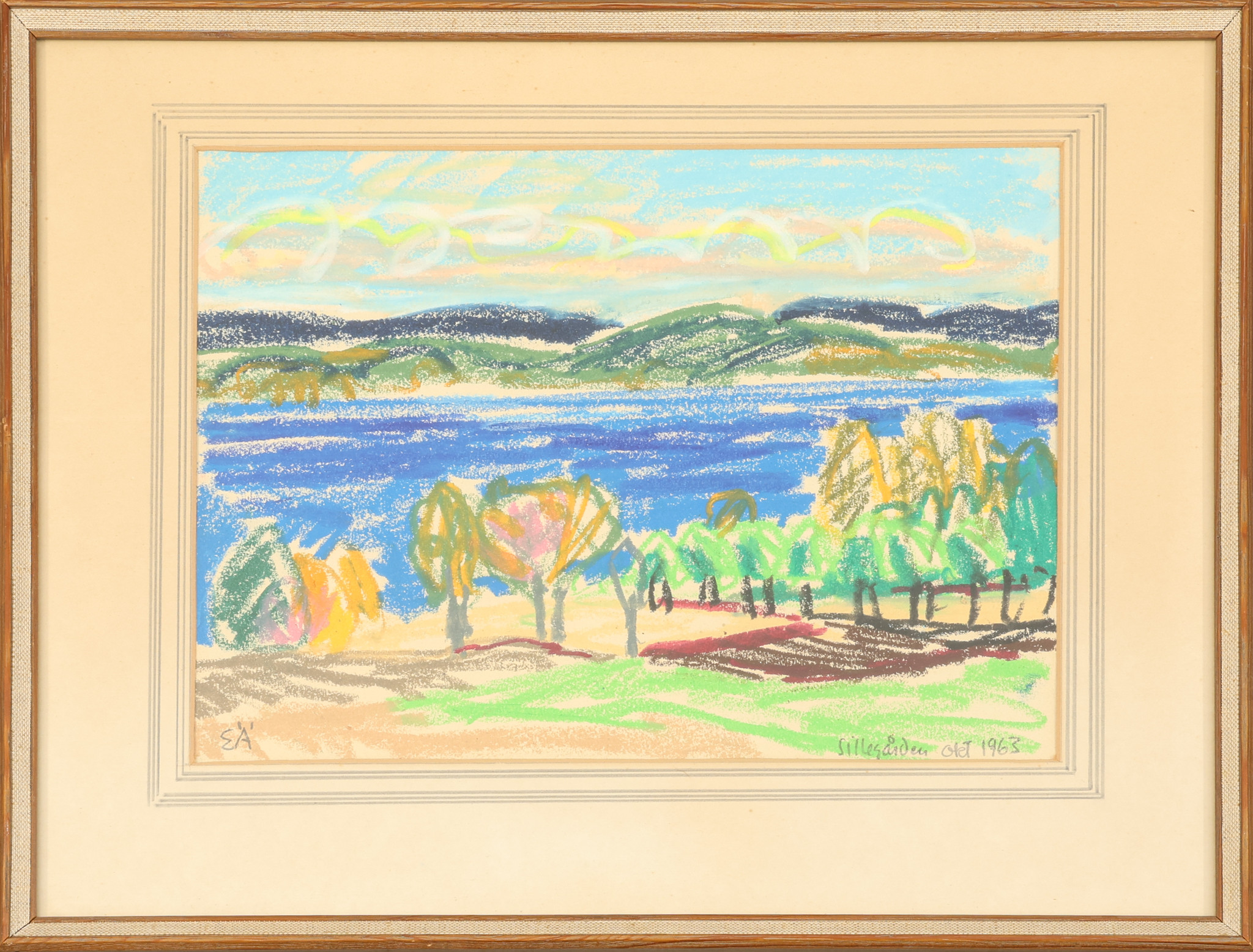 ERLING ÄRLINGSSON. Pastell, signerad EÄ och daterad 1963, "Sillegården".