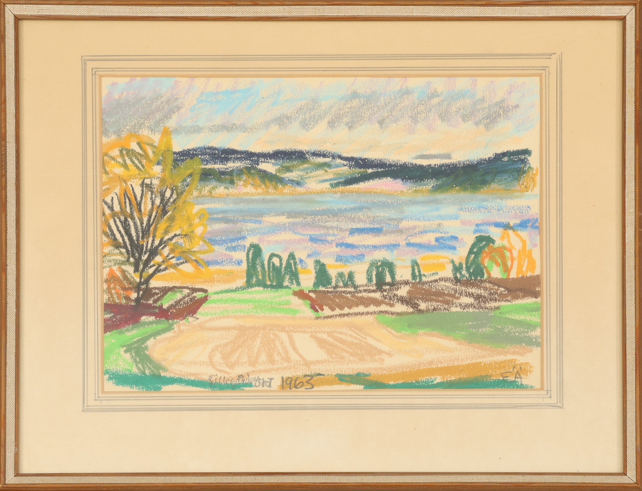 ERLING ÄRLINGSSON. Pastell, signerad EÄ och daterad 1963, "Sillegården".
