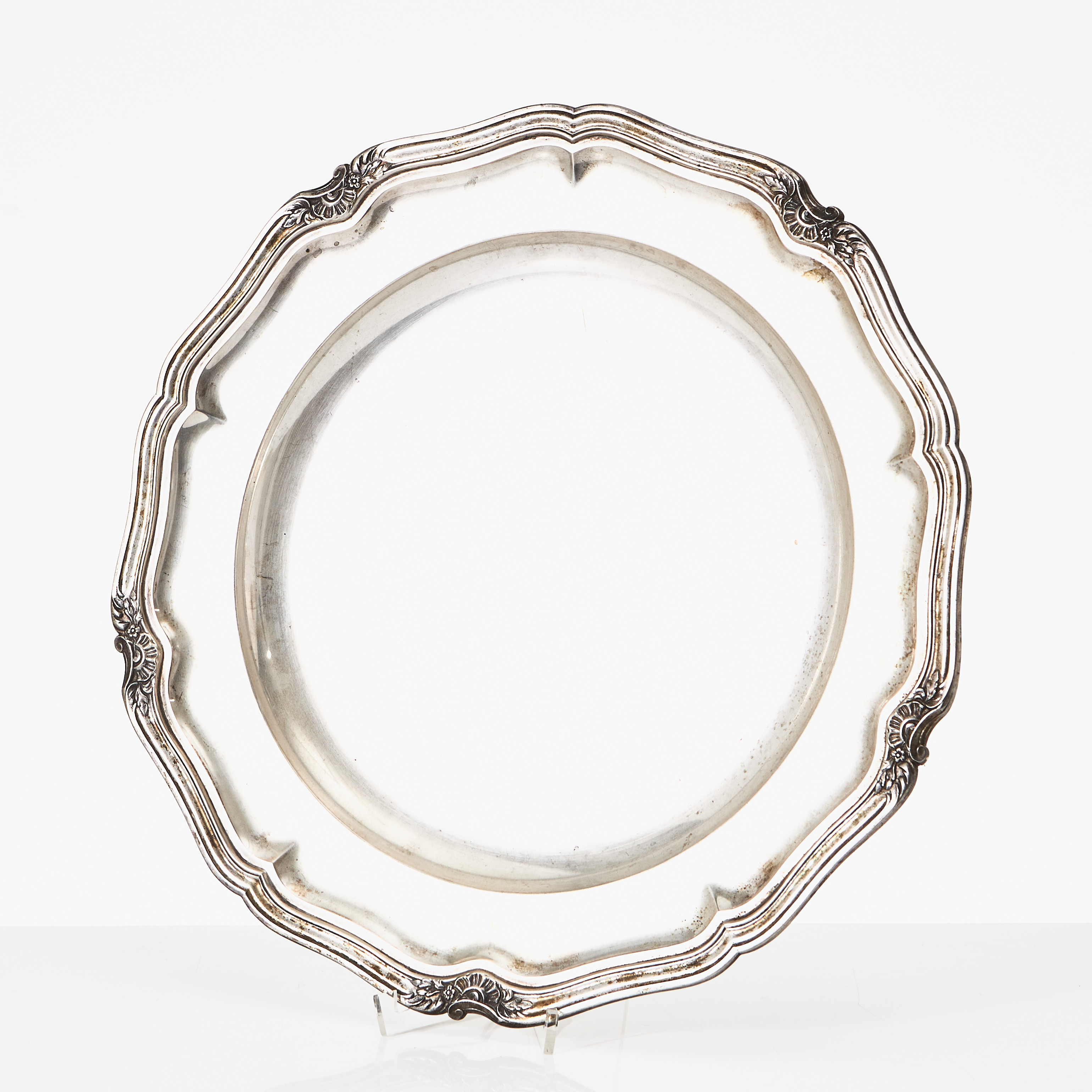 BRICKA, silver, Danmark, 1929, rokokostil, konturerat brätte.