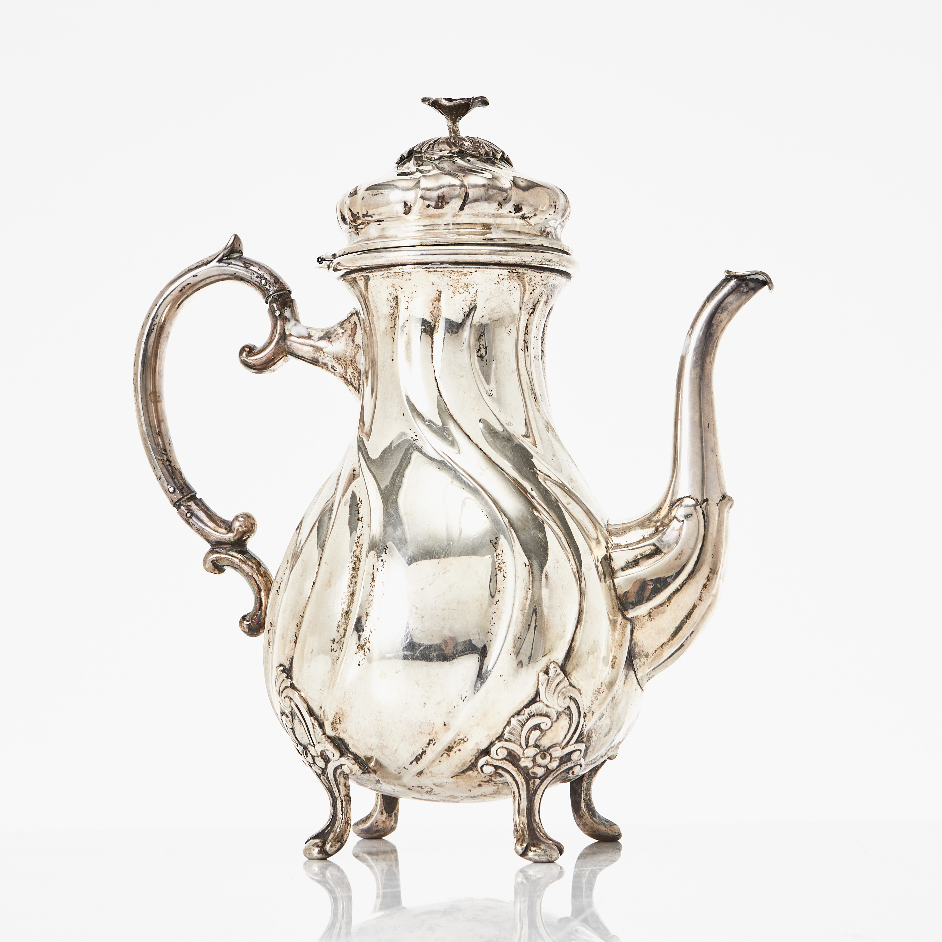 KAFFEKANNA, silver, Danmark 1919, rokokostil.