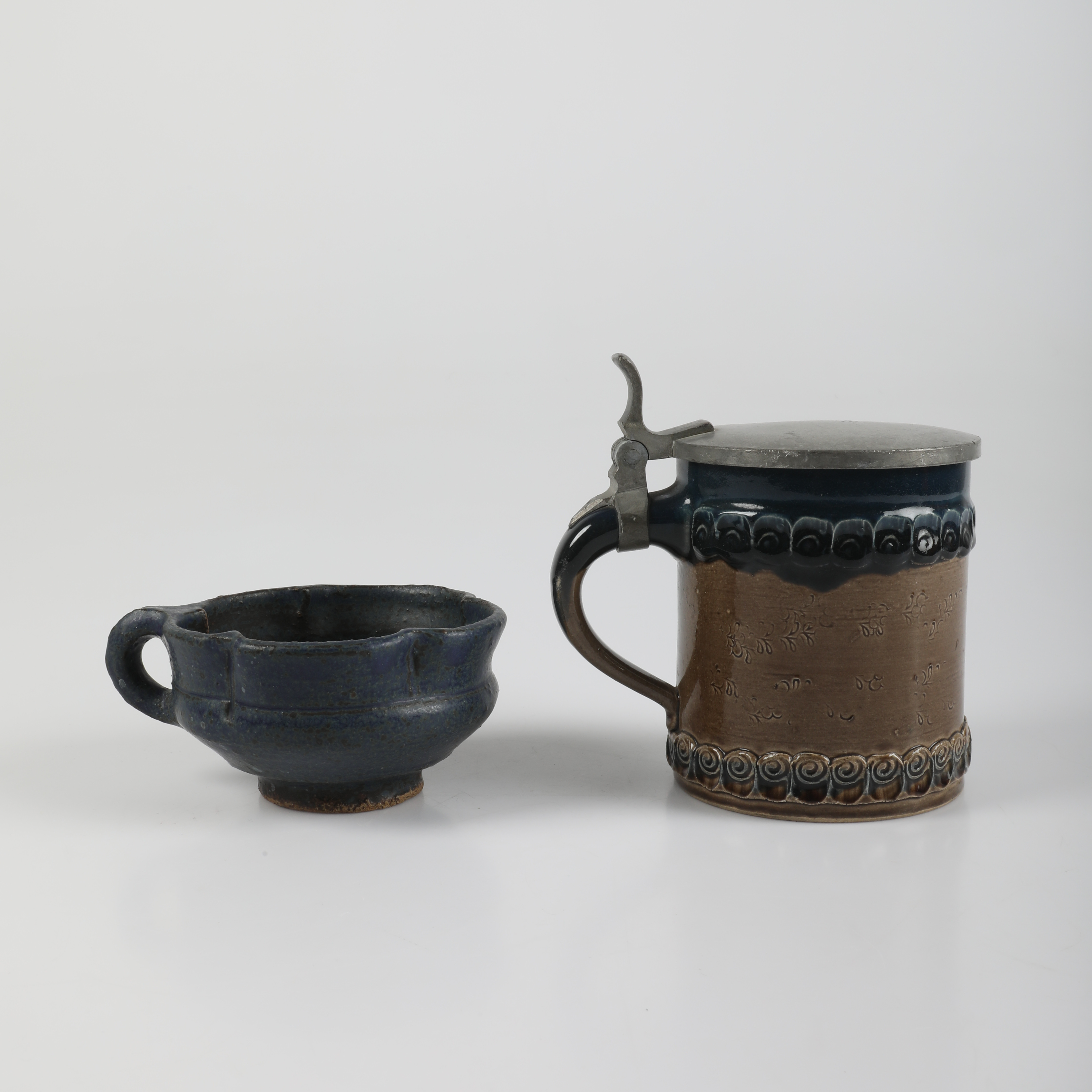 BÄGARE OCH LJUSSTAKE, keramik/tenn, Rosenthal/Bing & Gröndahl.