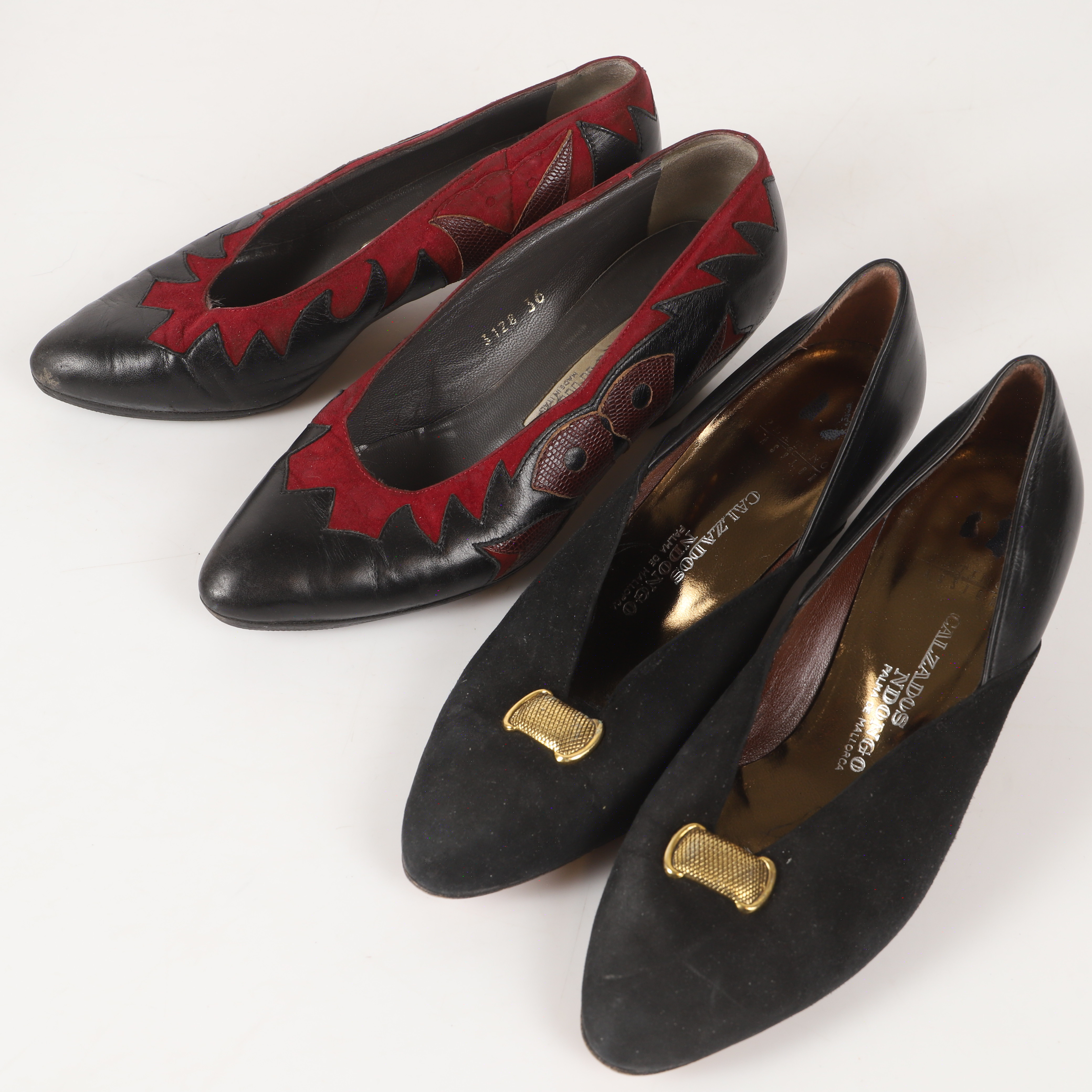 PUMPS, 2 par, skinn/mocka, bl. a. Baldinini, 1980/90-tal.