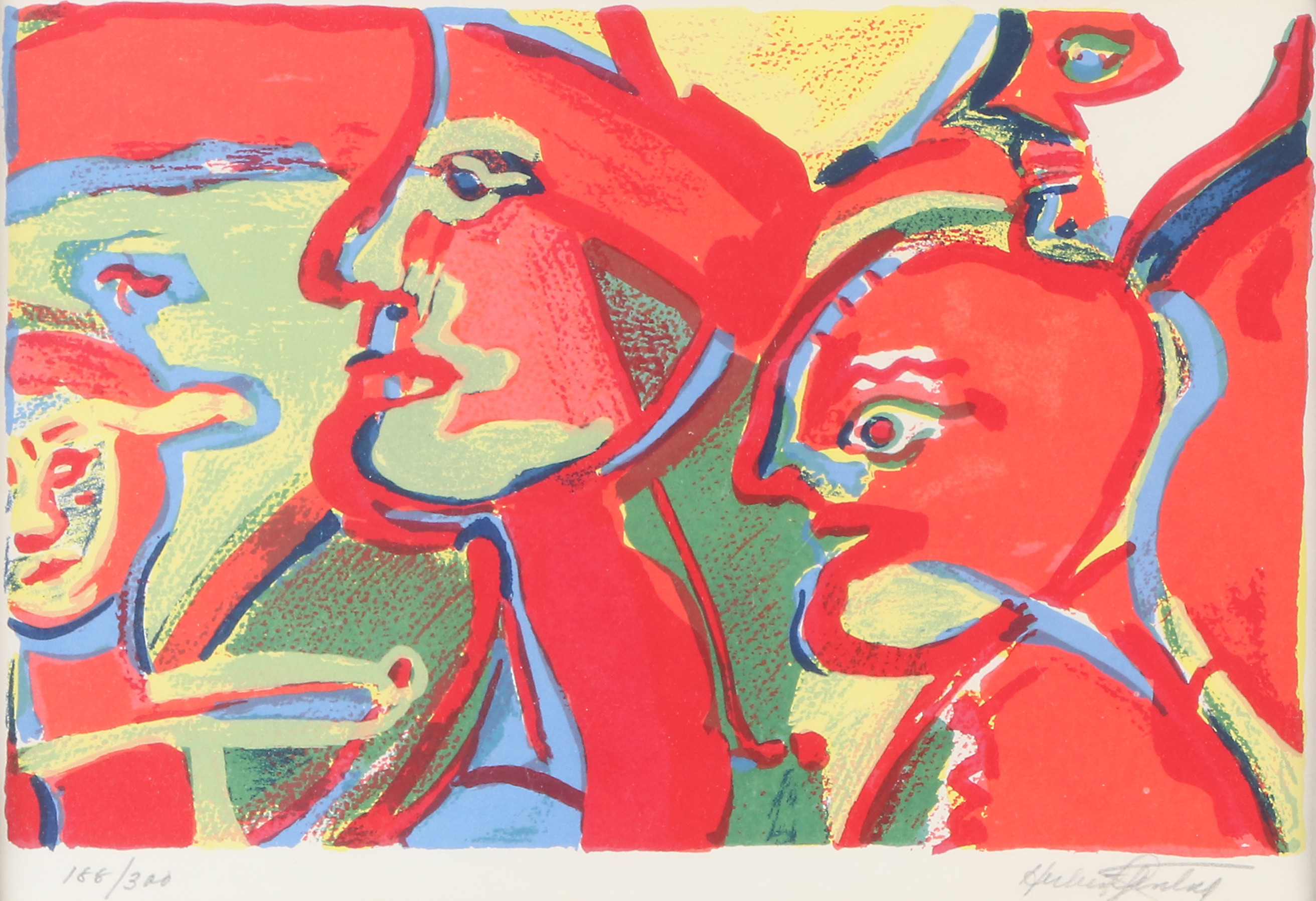 HERBERT GENTRY. Litografi, 188/300. Komposition med figurer. Signerad.