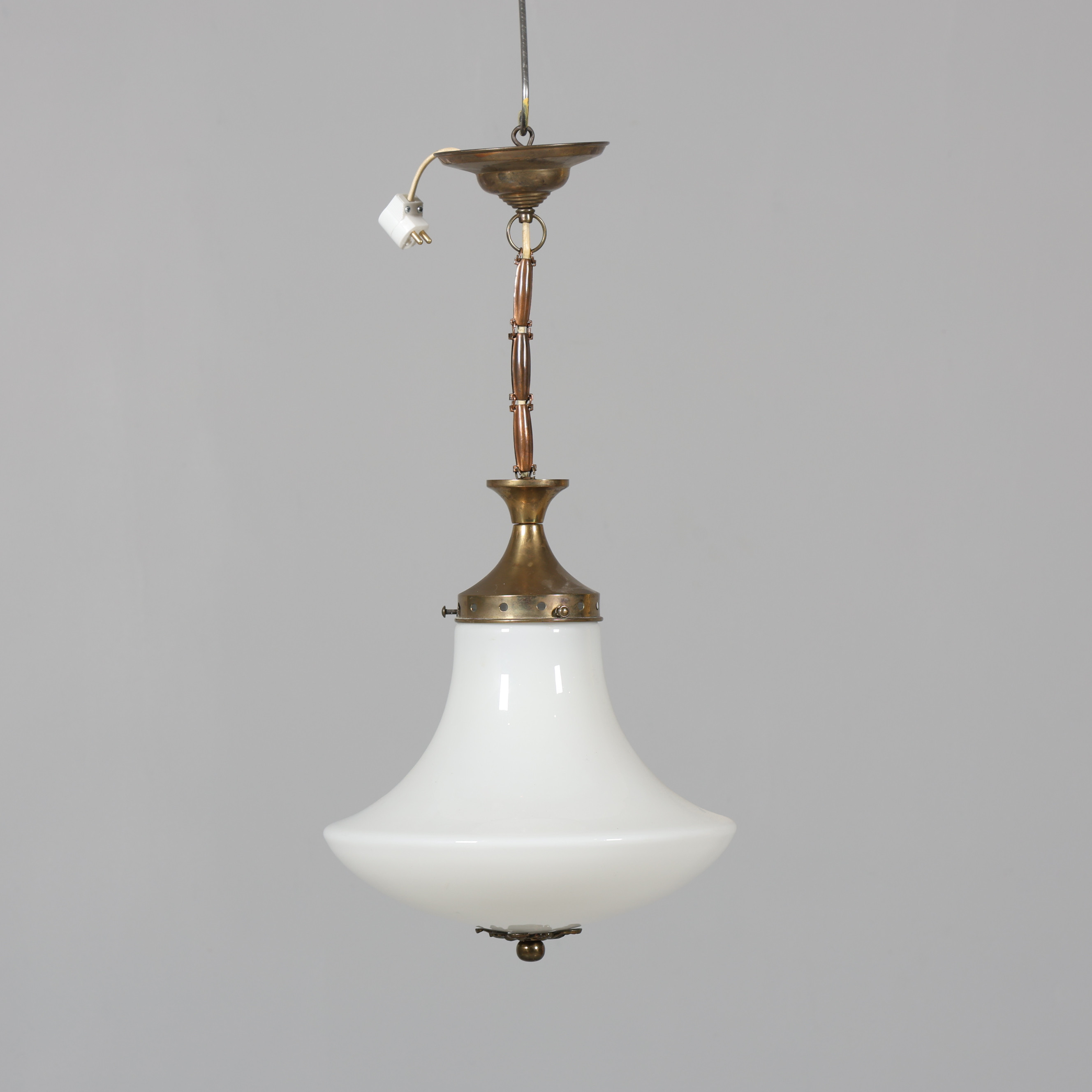TAKLAMPA, funkis, 1930/40-tal, glas samt metall.