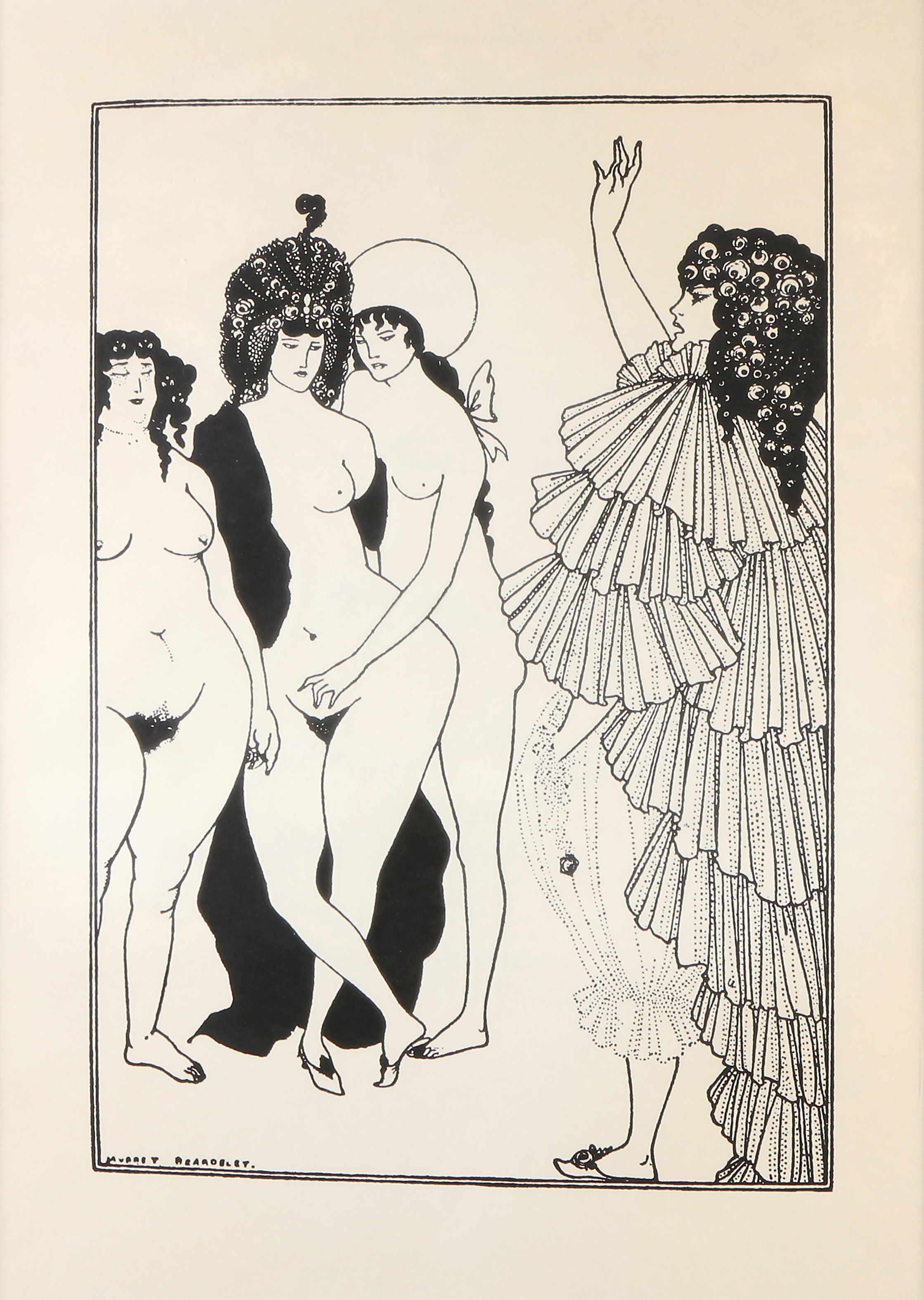 AUBREY BEARDSLEY. EFTER. GRAFISKT BLAD. Nakna damer. Signerat i trycket.