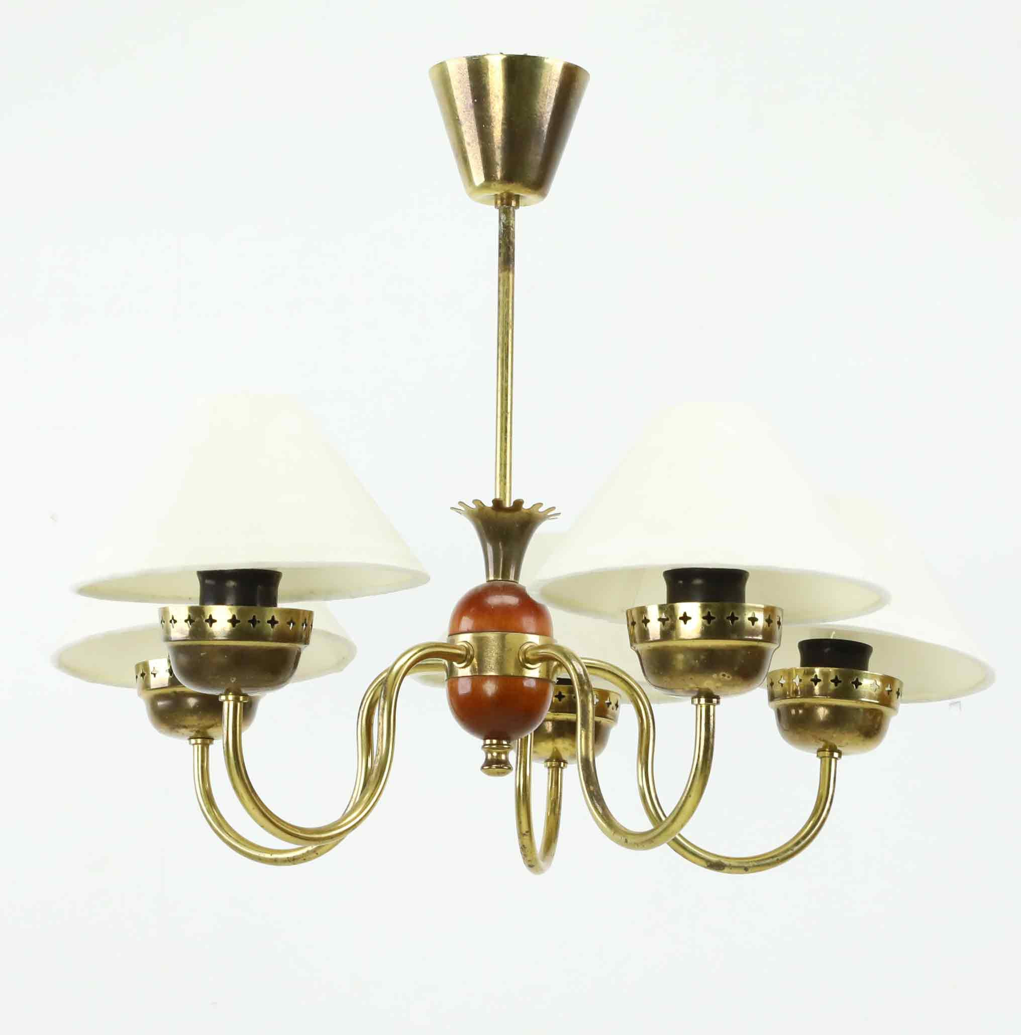 TAKLAMPA, alm, mässing, Swedish Modern, 1940/50-tal.