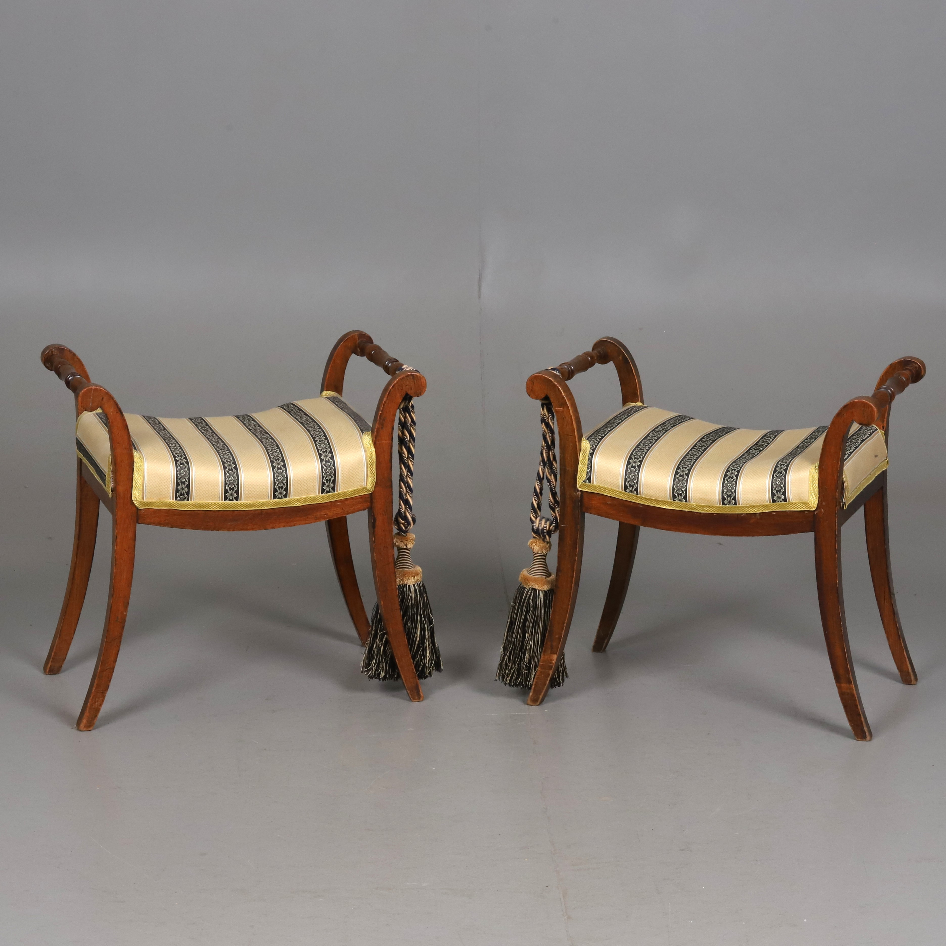 TABURETT, Empir/Karl Johan-stil, med tassles, ett par.