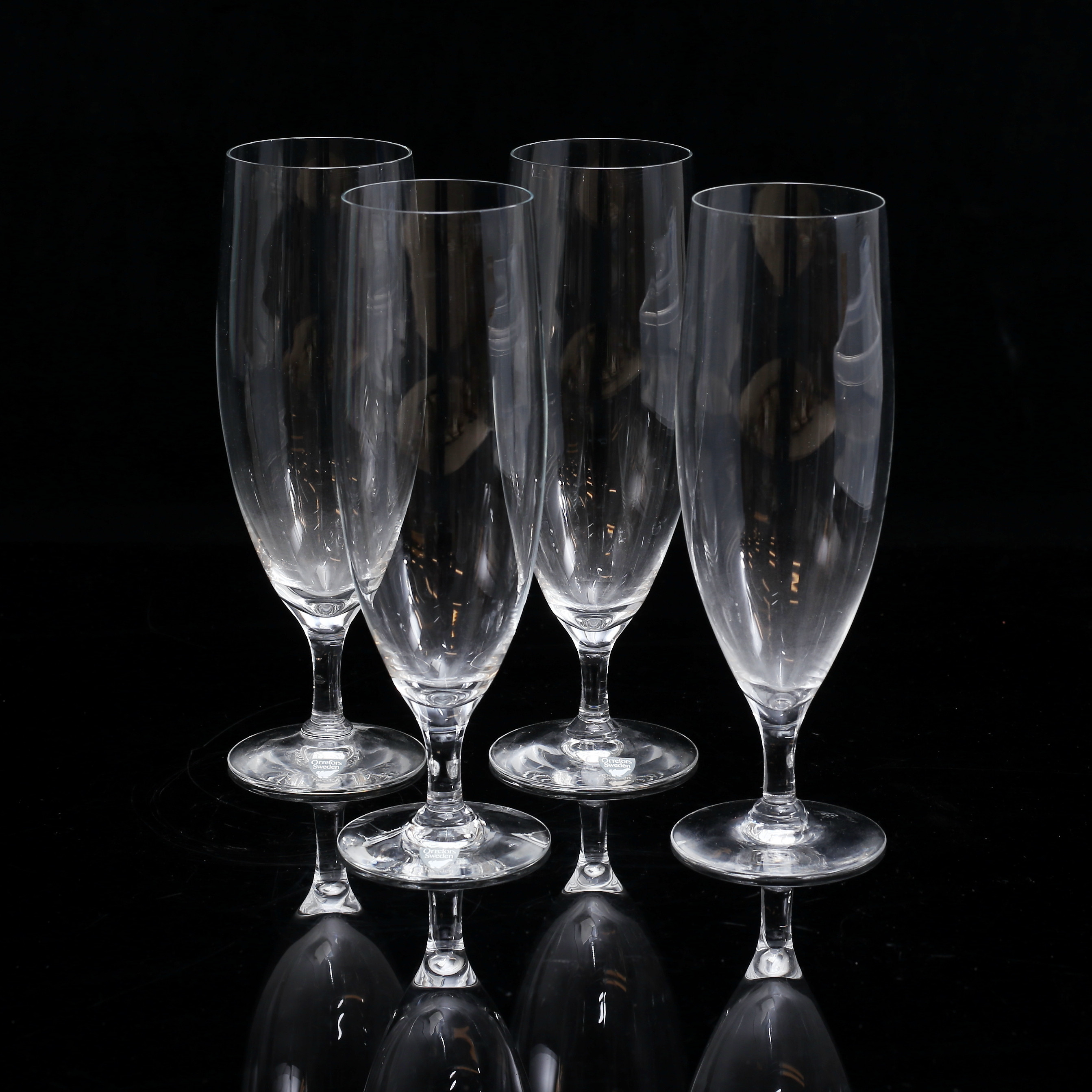 OLLE ALBERIUS. Ölglas, 4 st, "Pils", Orrefors.