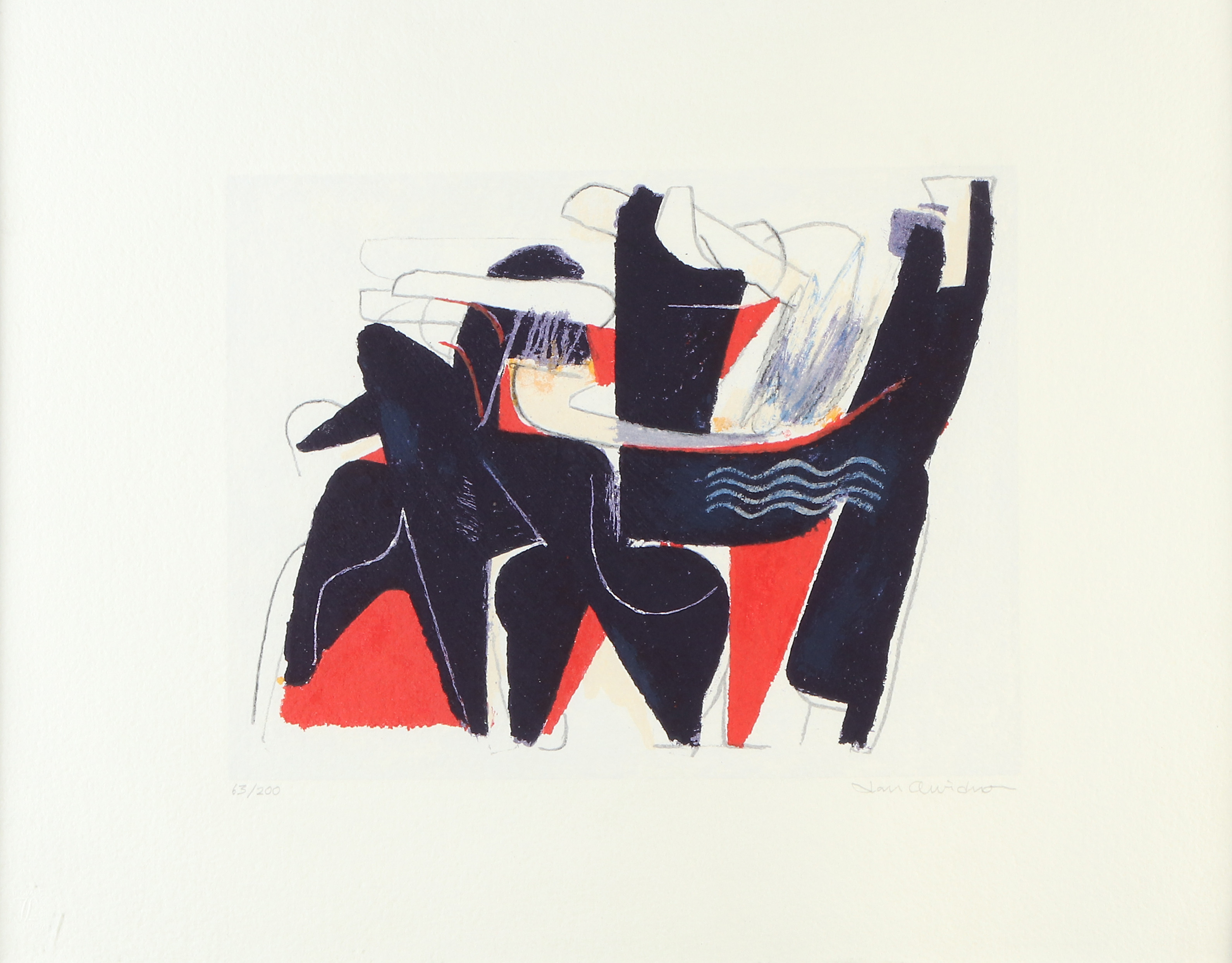 LARS ARVIDSON. Litografi, 63/200. Komposition. Signerad.