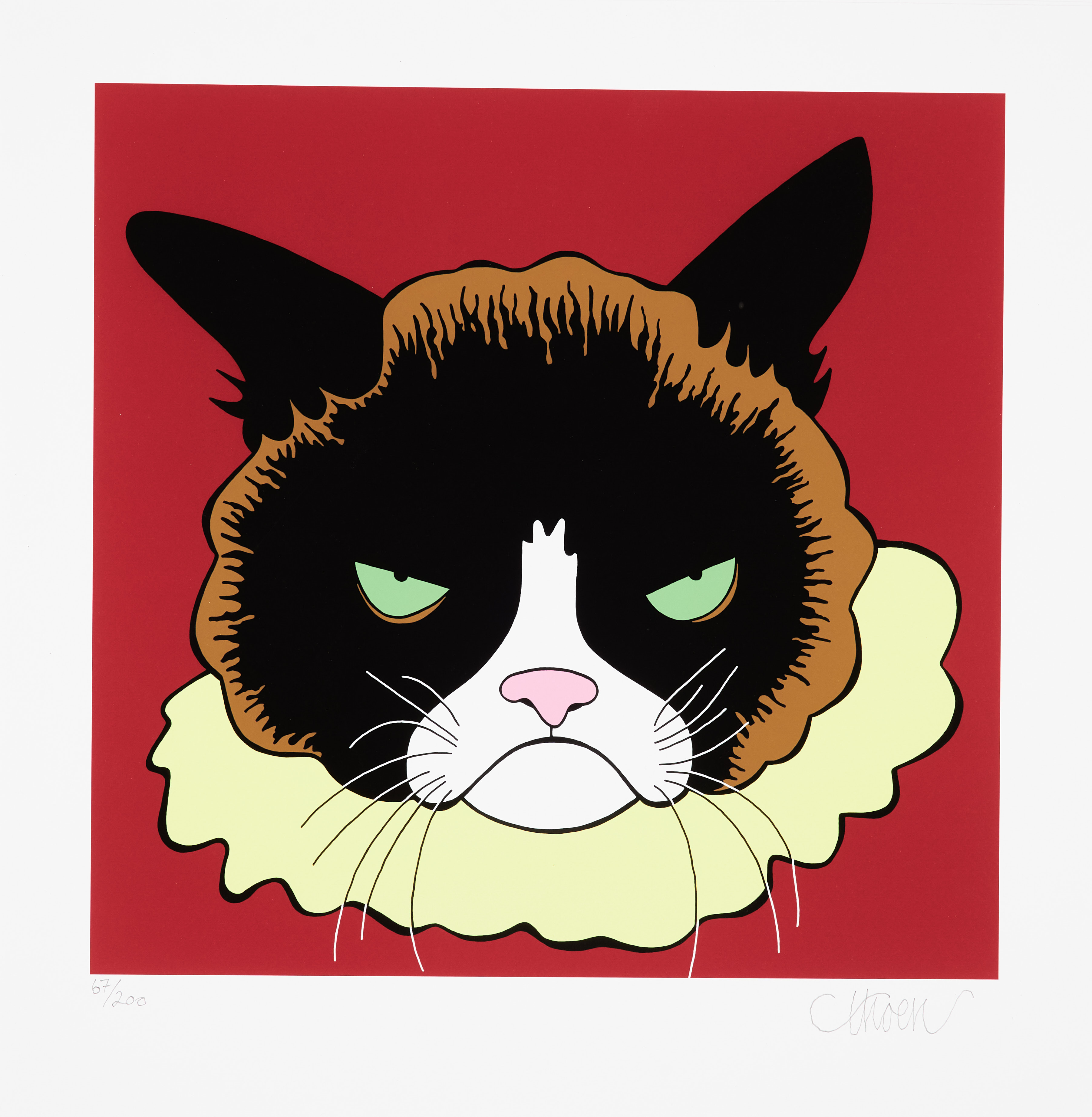 PETTER THOEN. "Grumpy Cat", gliceetryck, signerad samt numrerad 67/200.
