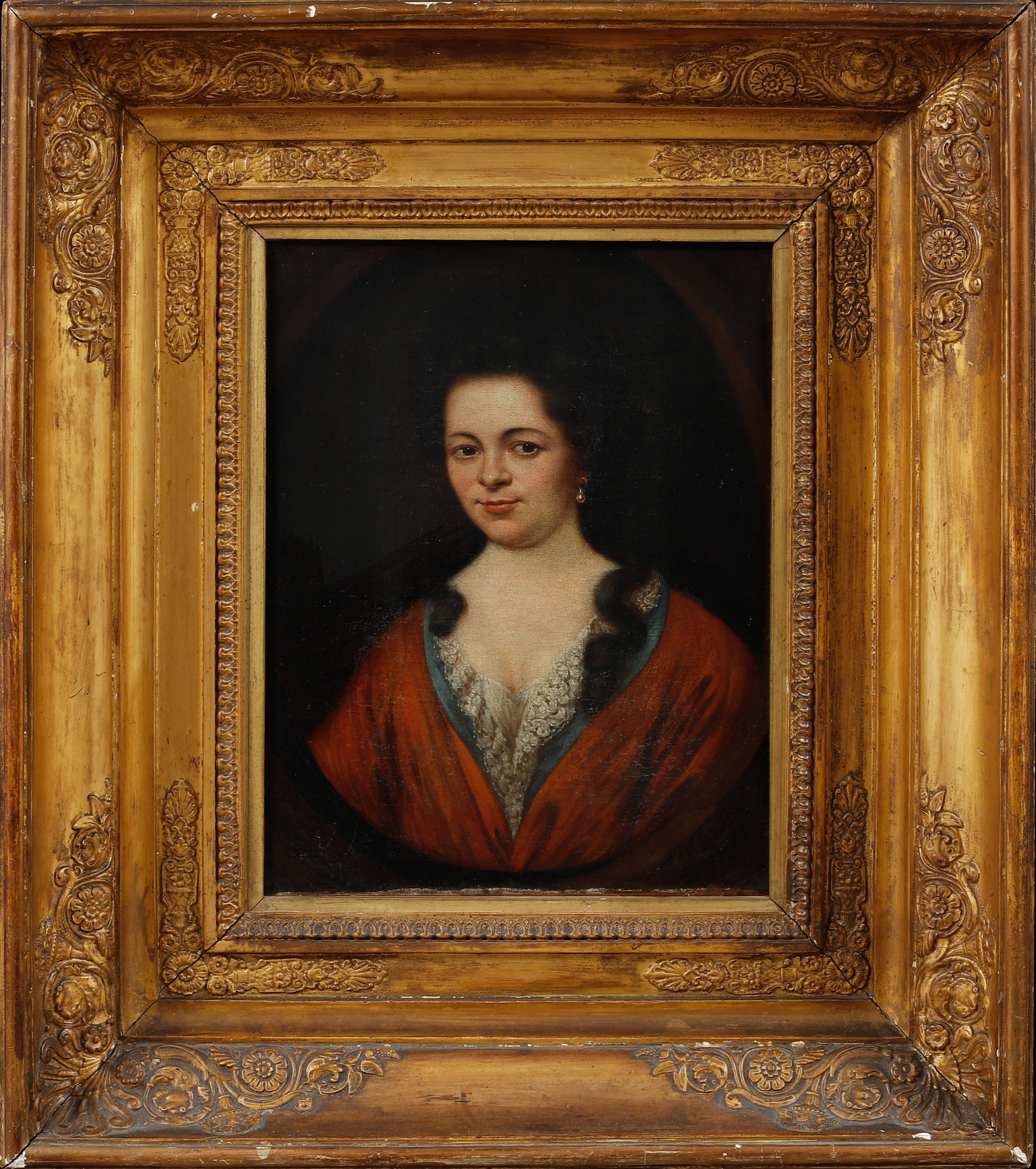 OKÄND KONSTNÄR. Damporträtt, olja på duk, 1700-tal, Engelsk skola.