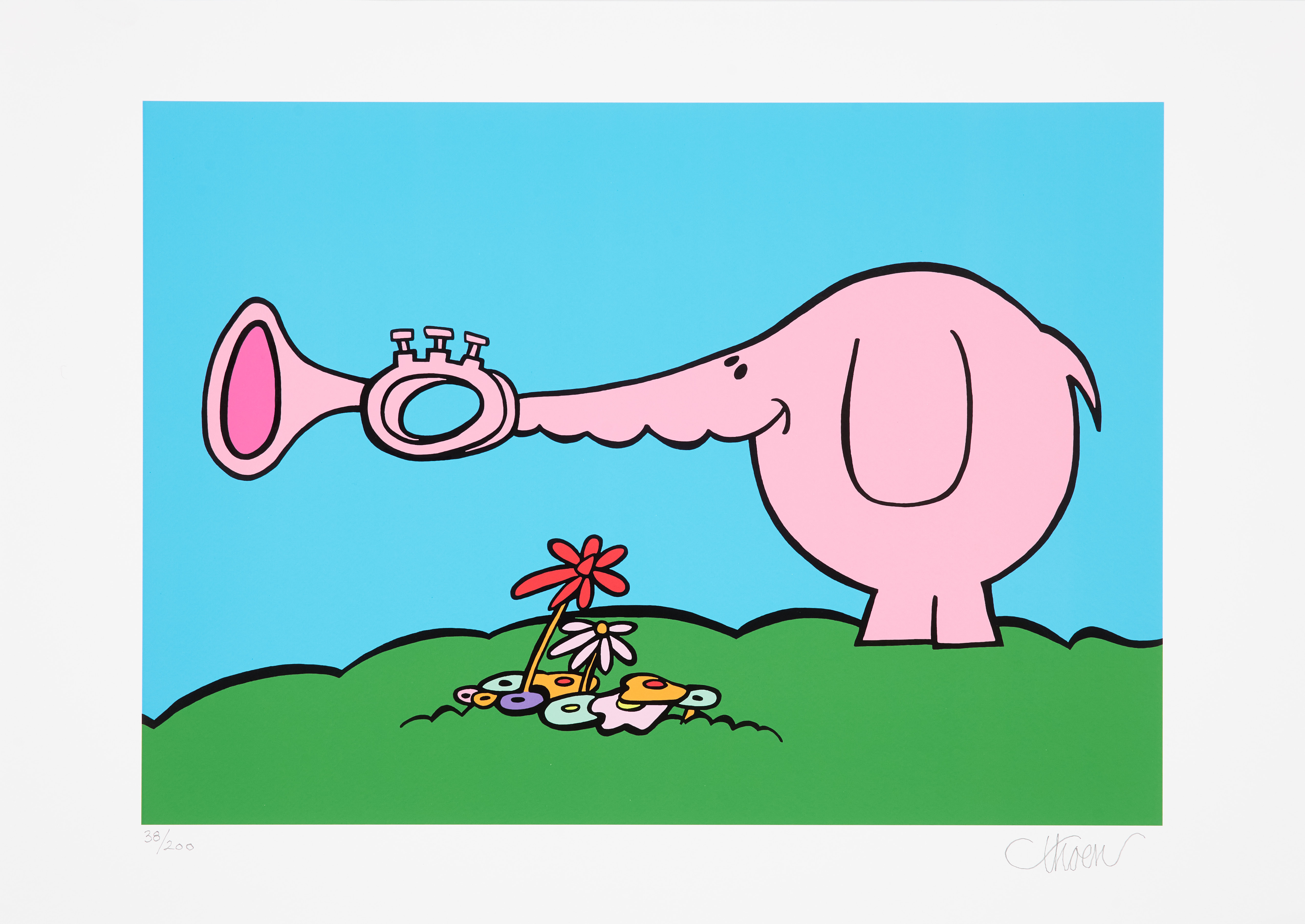PETTER THOEN. "Trumpet Phant", gliceetryck, signerad, numrerad 38/200.