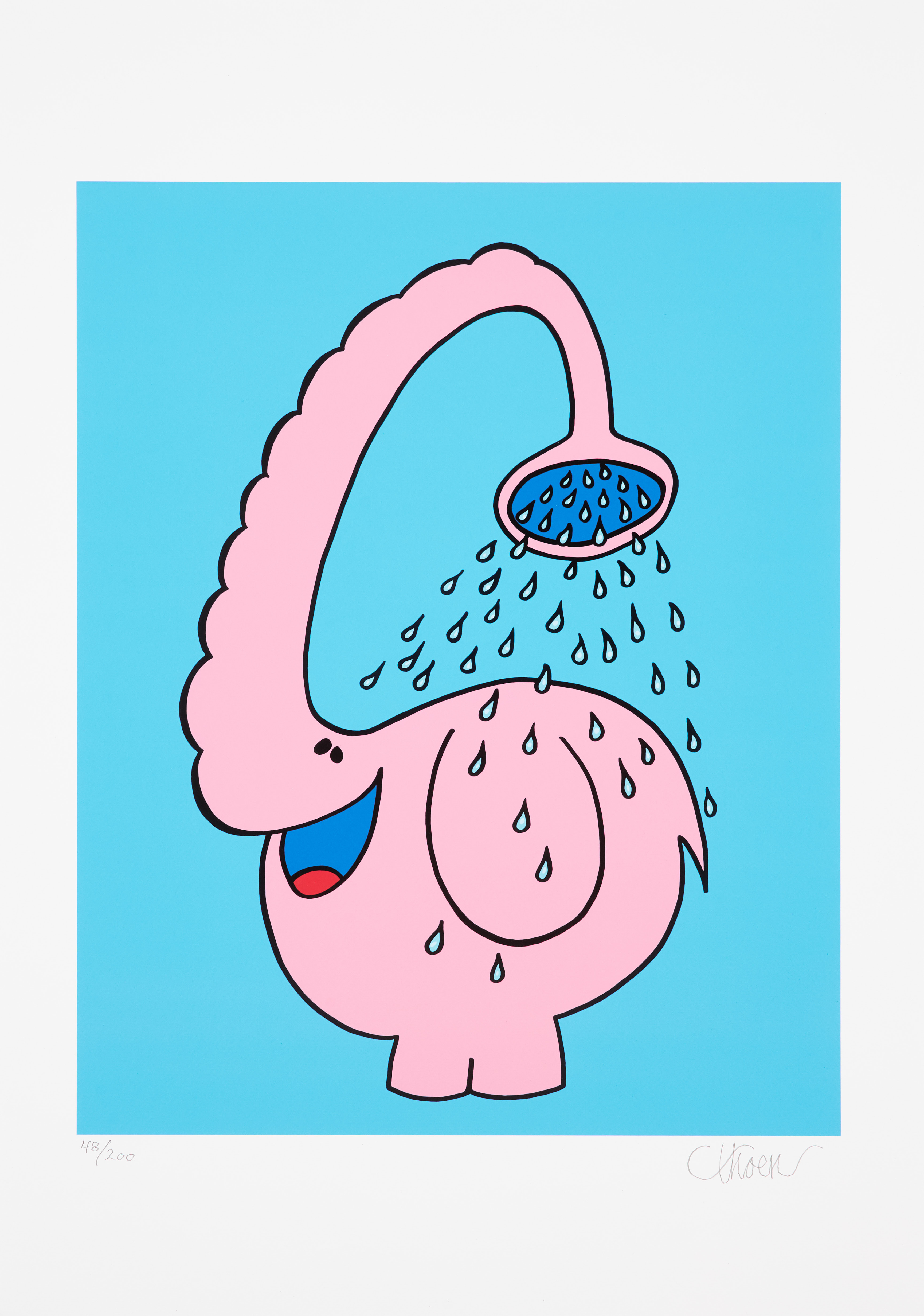 PETTER THOEN. "Shower Phant", gliceetryck, signerad, numrerad 48/200.