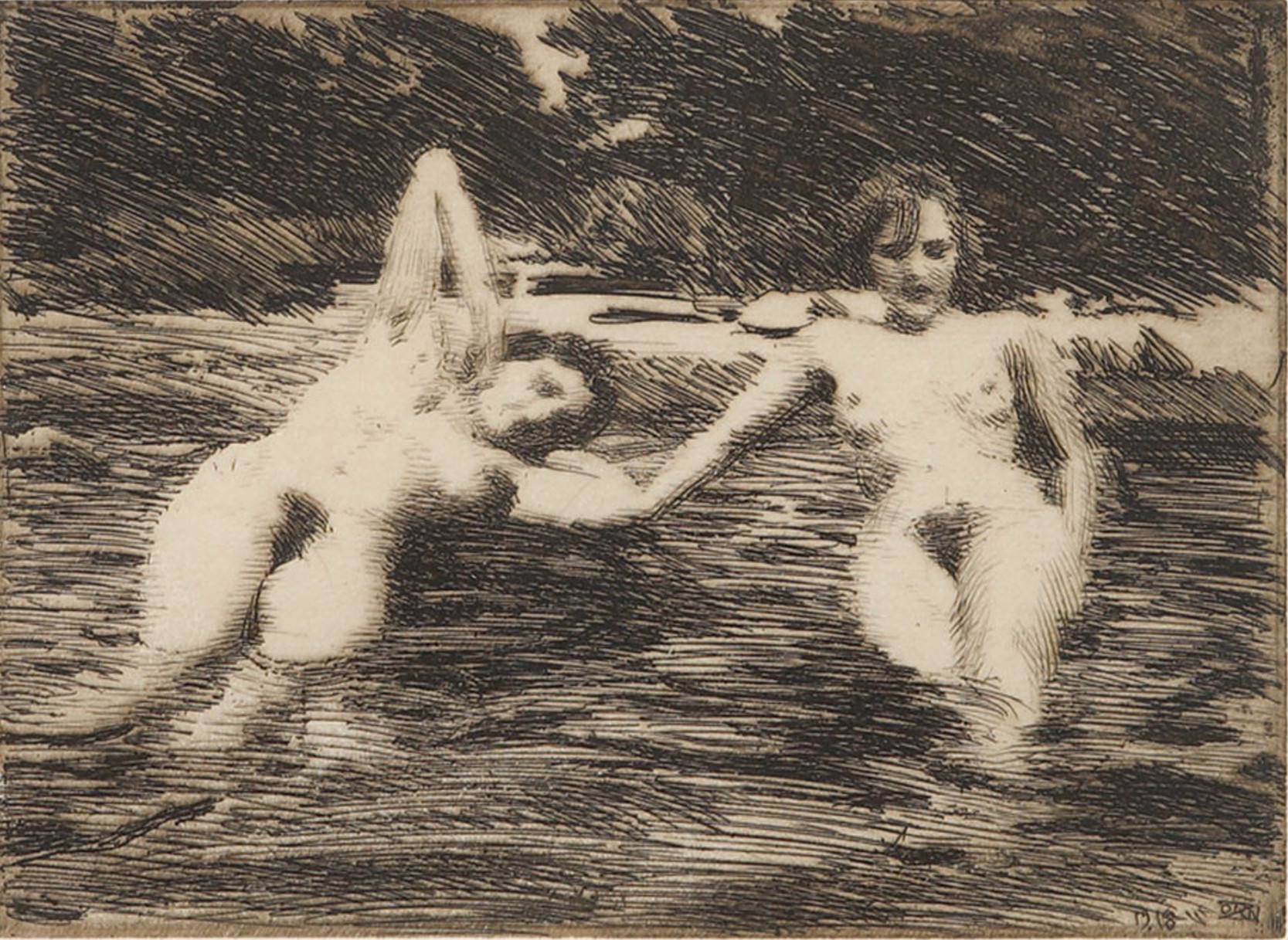 ANDERS ZORN. "Najader". Etsning. Utförd 1918.