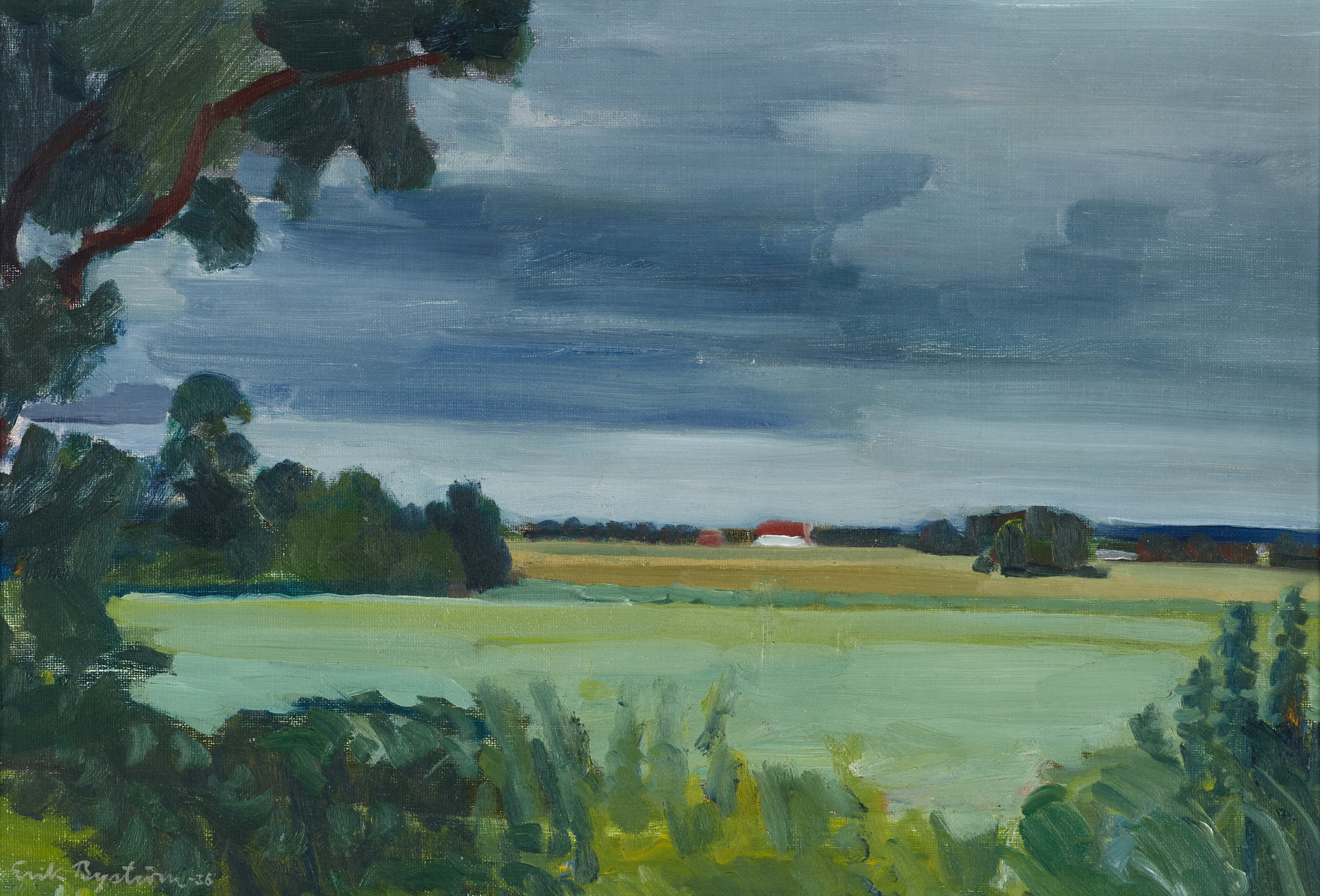 ERIK BYSTRÖM (1902–1988). Landskap, signerad och daterad -56, olja på duk.