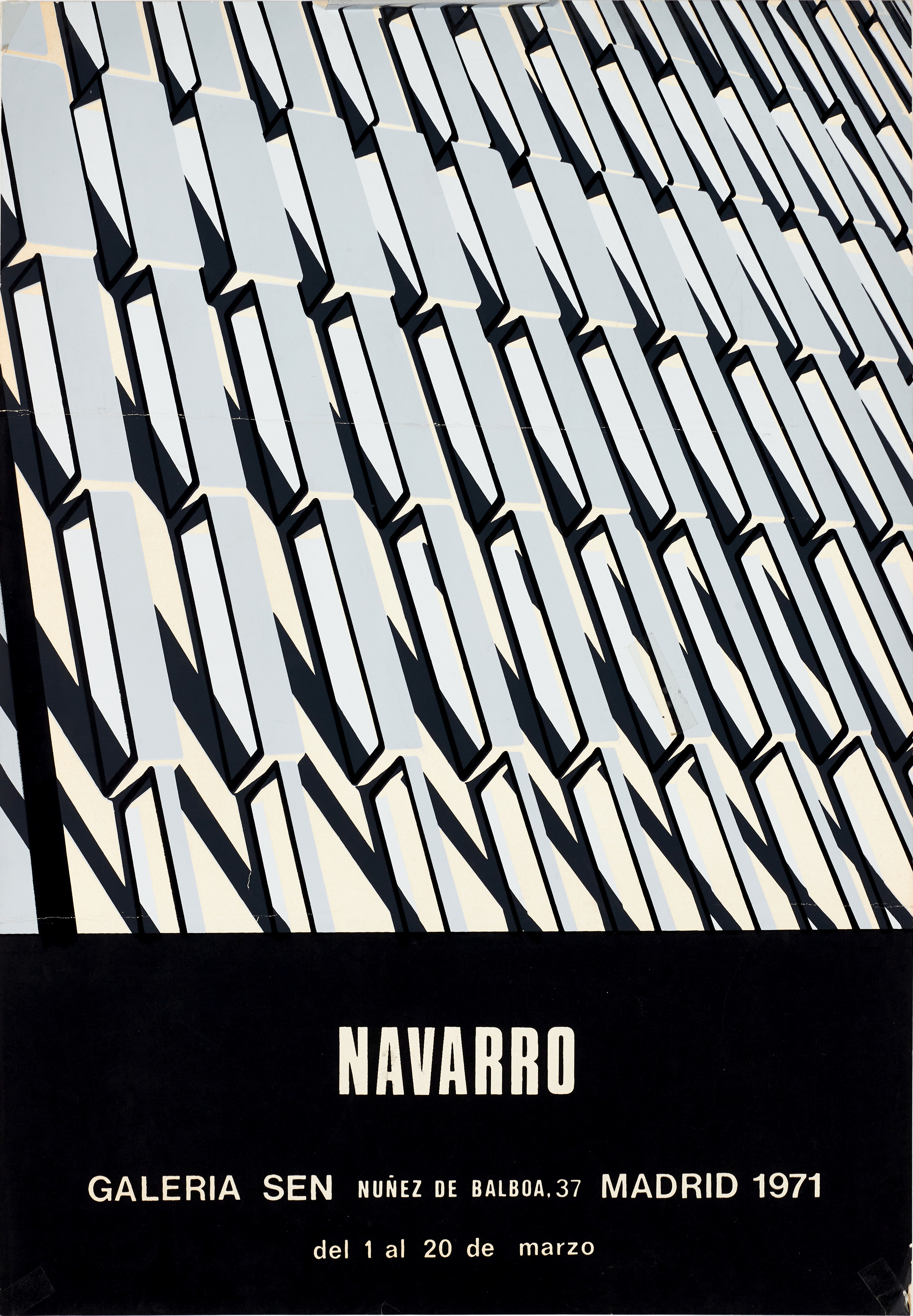 JOSEP NAVARRO VIVES (Frankrike, 1931-2023, Spanien). Litografisk utställningsaffisch, "Navarro", Galeria Sen, 1971, Madrid.