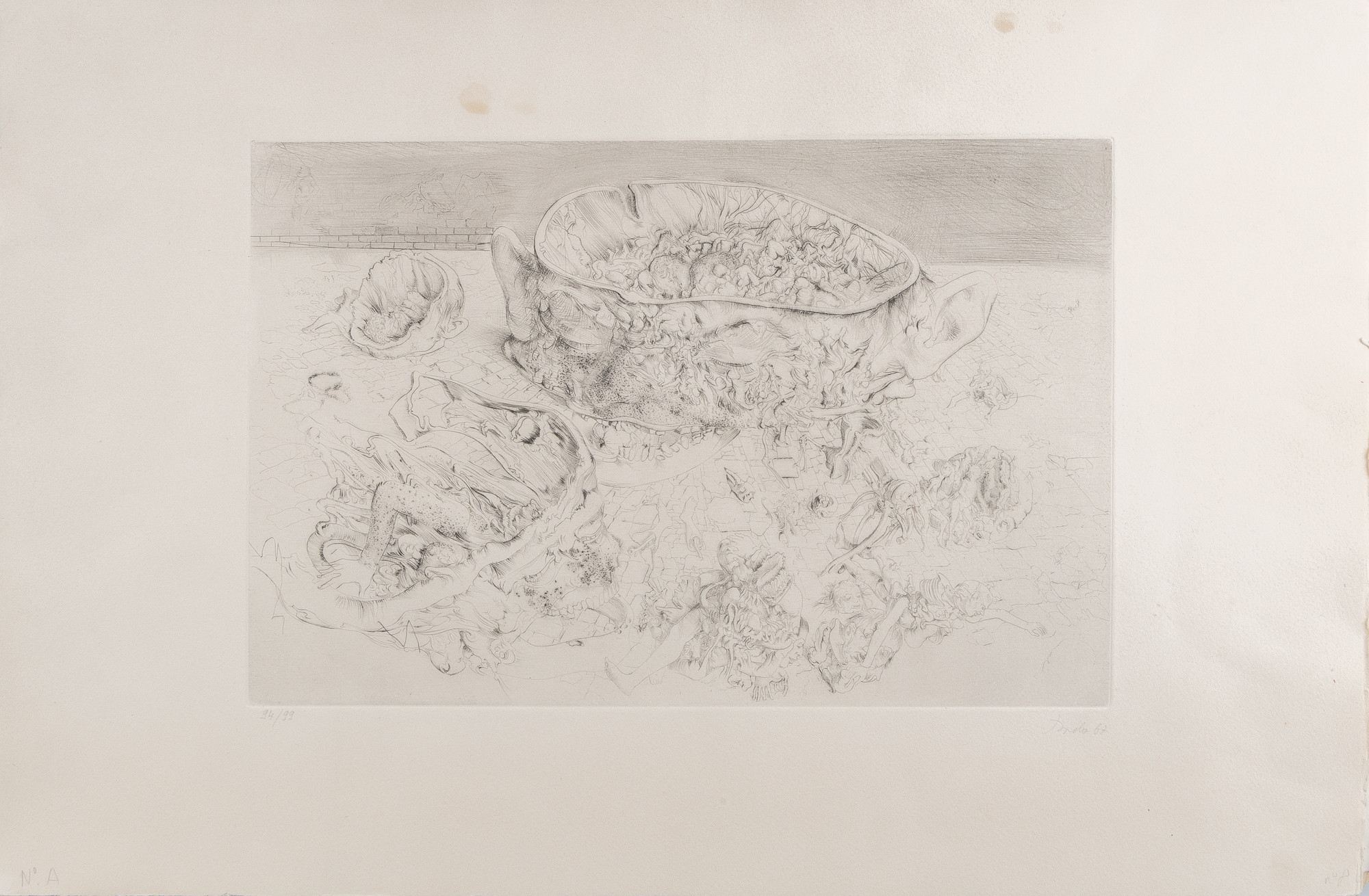 MIODRAG ĐURIĆ "DADO" (MONTENEGRO, 1933-2010). Utan titel, etsning, signerad 67.