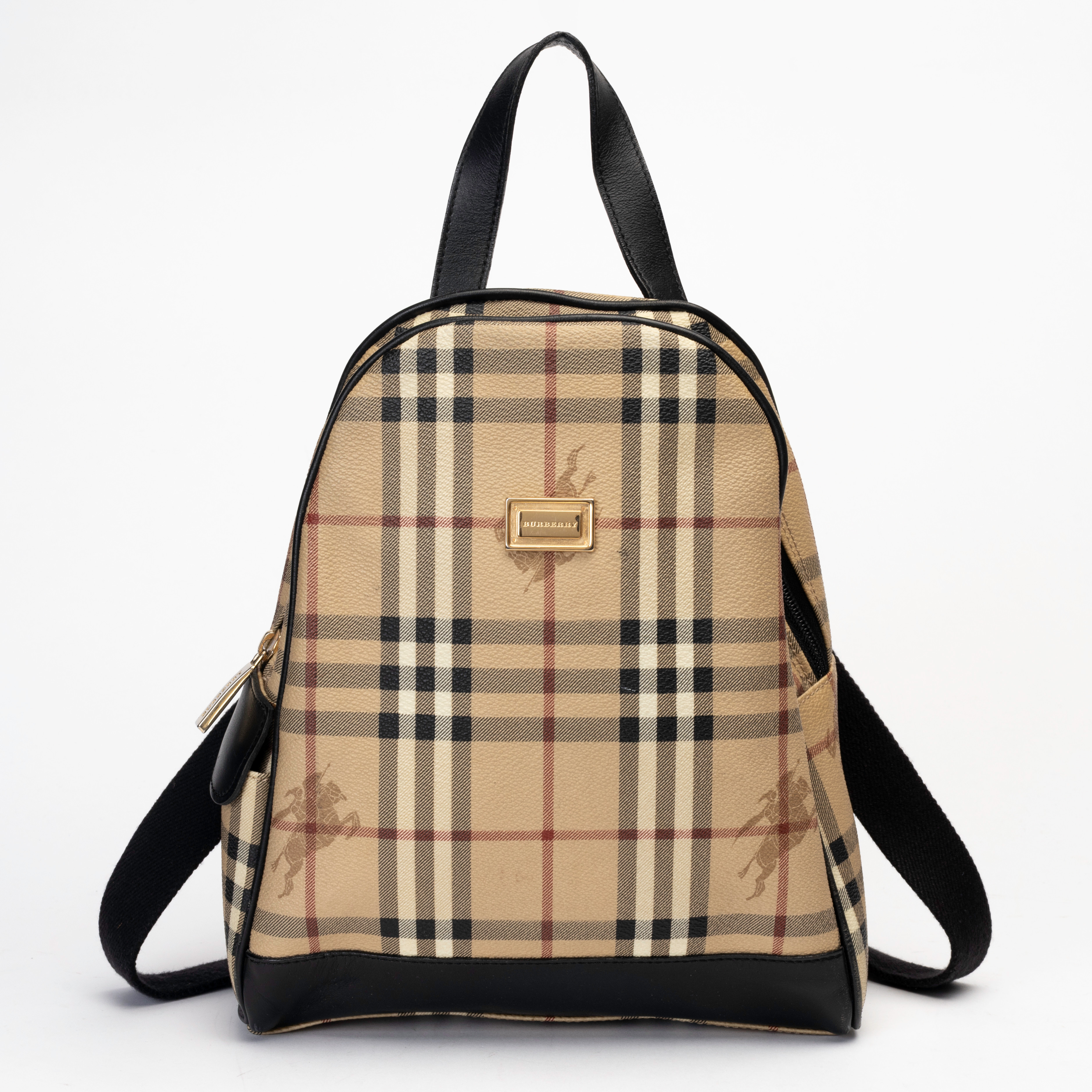BURBERRY. Ryggsäck, plast och läder, Nova Checkmönstrad, London, England, 2000-tal.