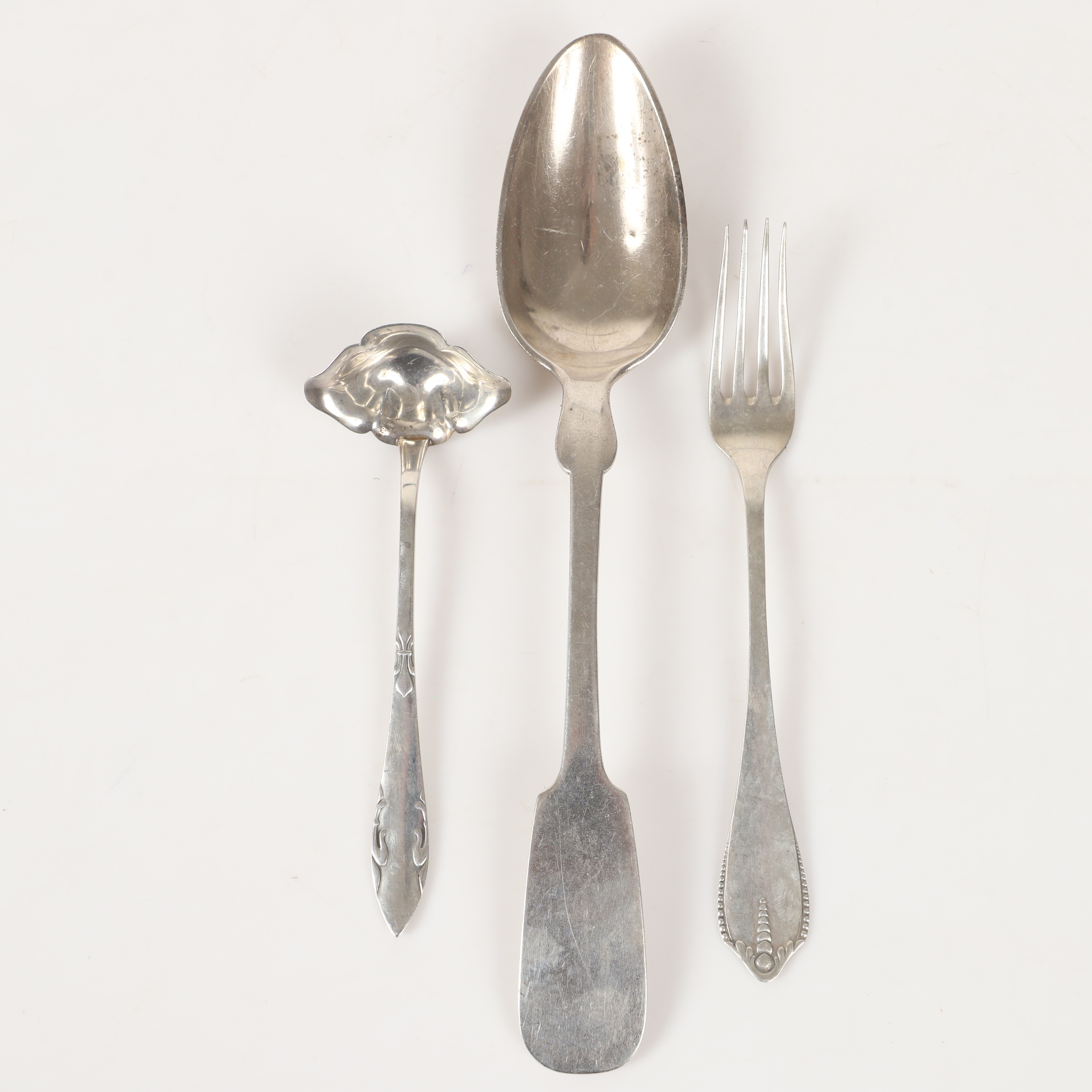 MATSKED M. M. , 3 stycken, silver, bl. a. C F Heise, Danmark, 1923.