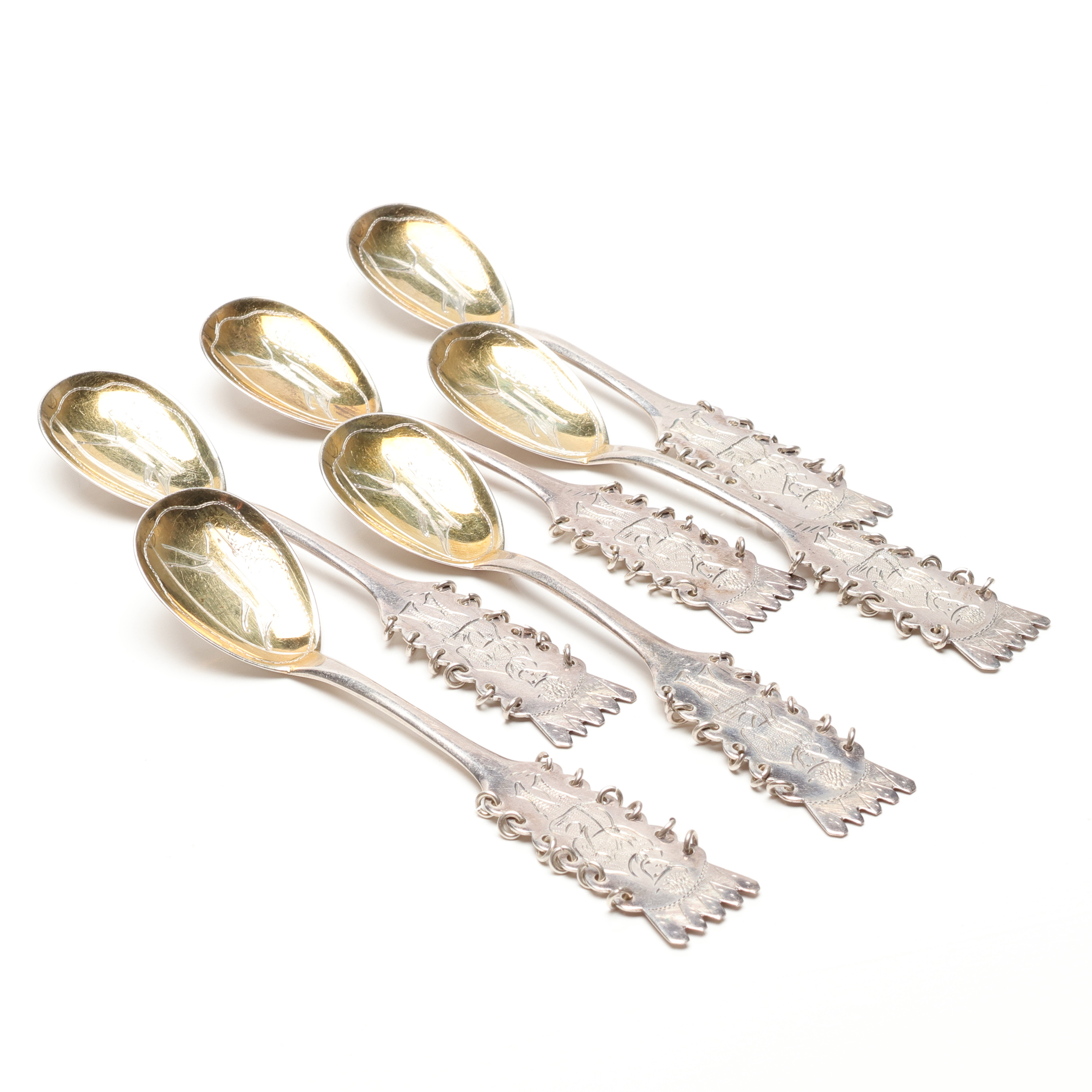 KAFFESKEDAR, 6 st, sameslöjd, silver, vikt ca 90 g.