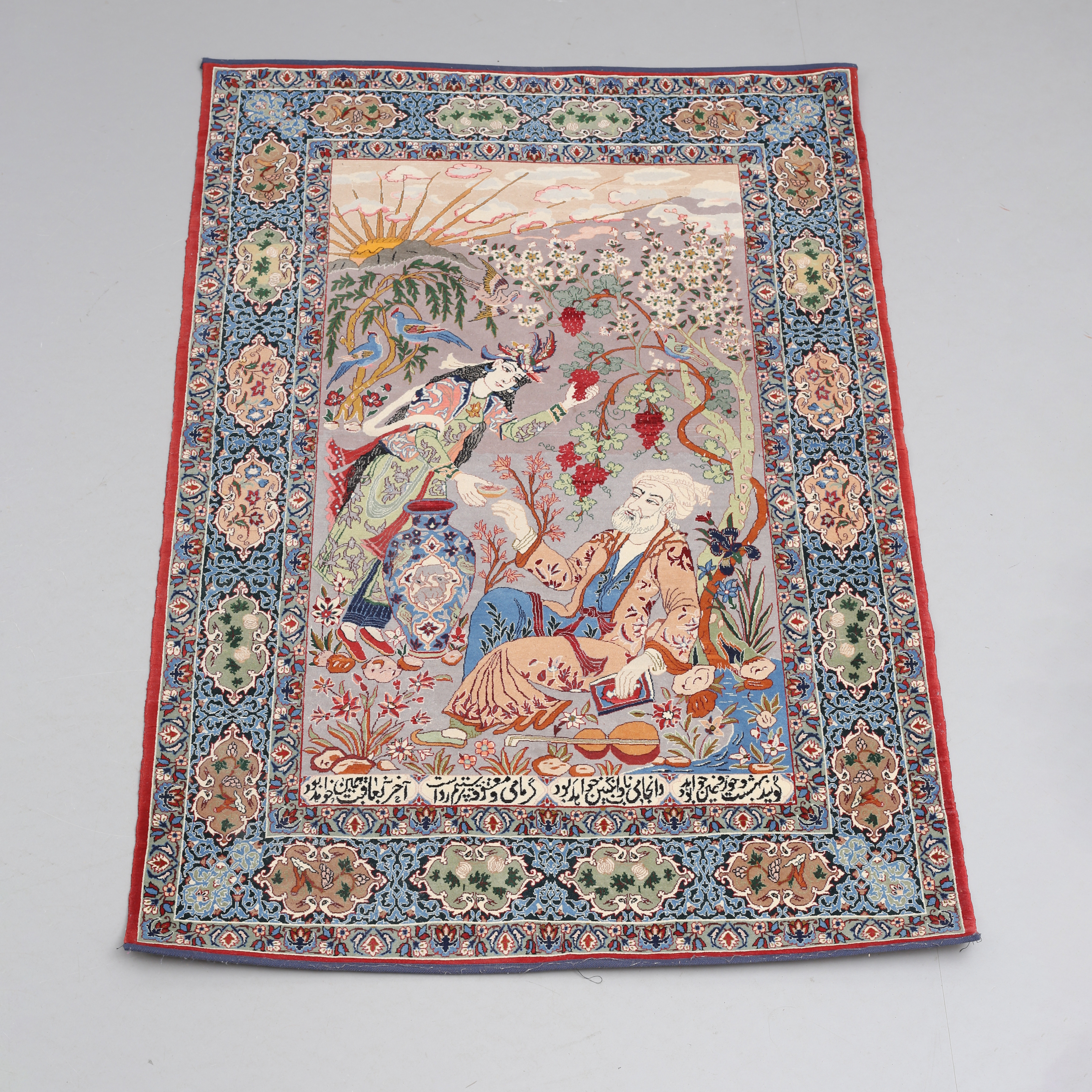 MATTA, handknuten Isfahan med silke, figural, 155 x 105 cm.