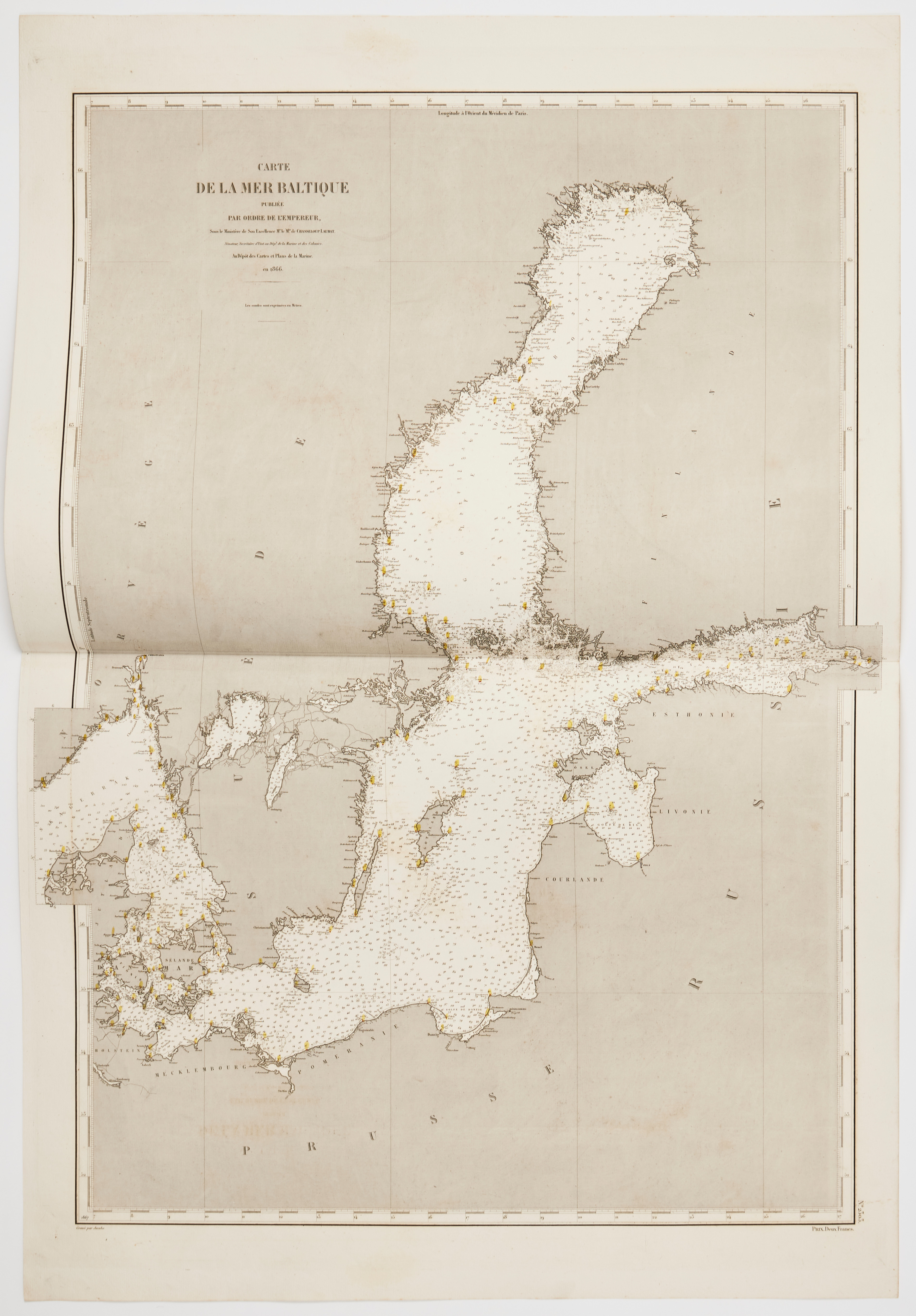 MER BALTIQUE - SEA CHART FROM DEPOT DE LA MARINE, 1866.