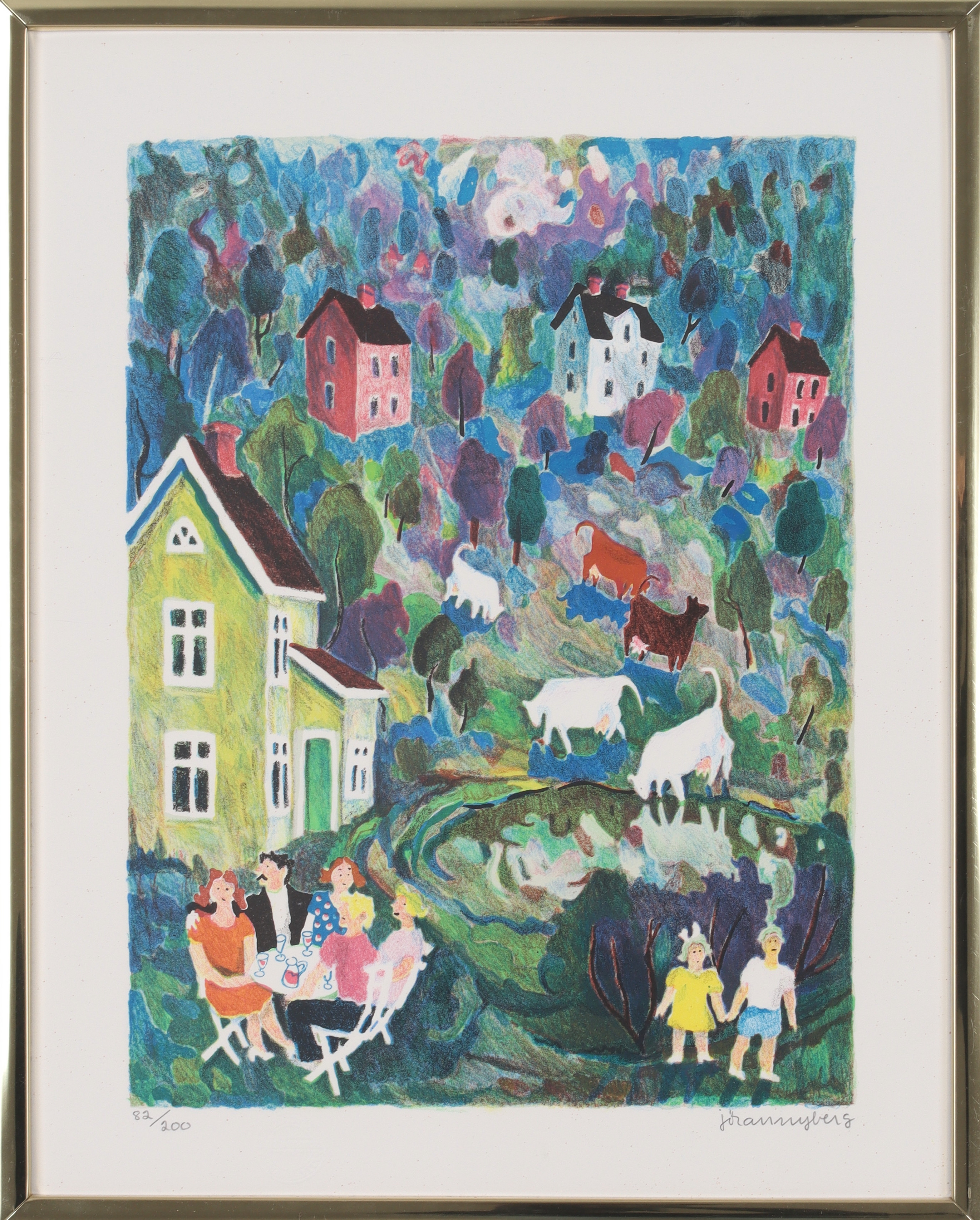 JÖRAN NYBERG. Vid trädgården, litografi, signerad och numrerad 82/200.