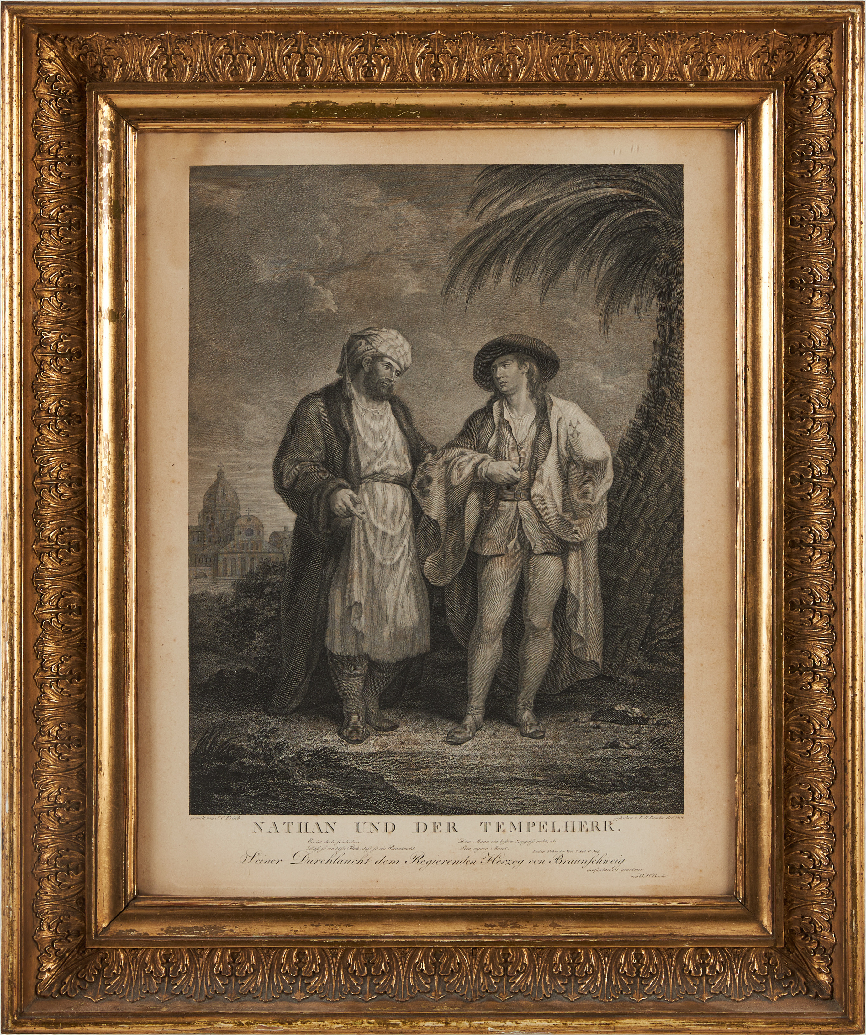 JOHANN CHRISTOPH FRISCH (Tyskland 1738-1815). Efter. "Nathan und der Tempelherren".