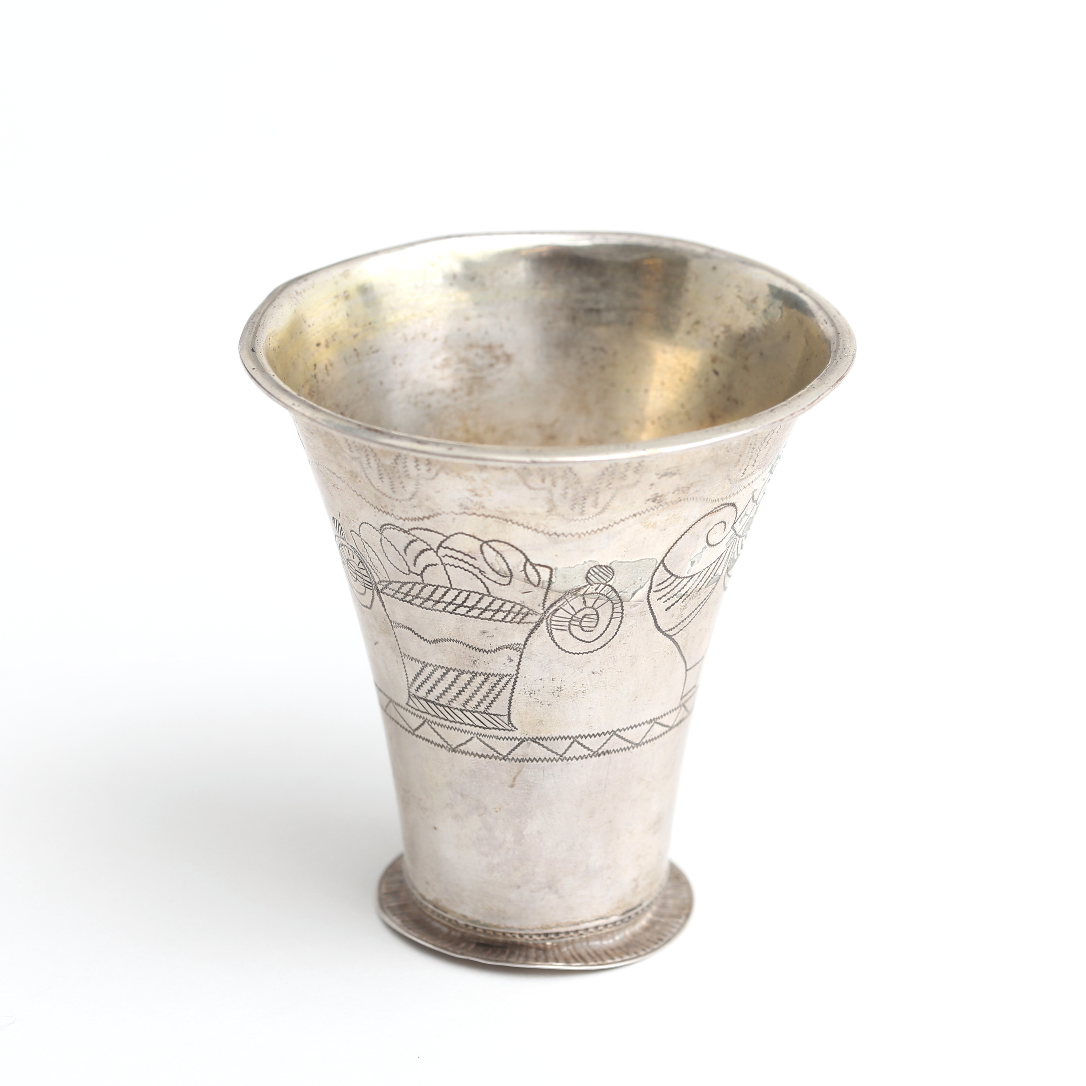 SILVER, bägare, med åldermansranka, 1700-tal, vikt 48 gram.