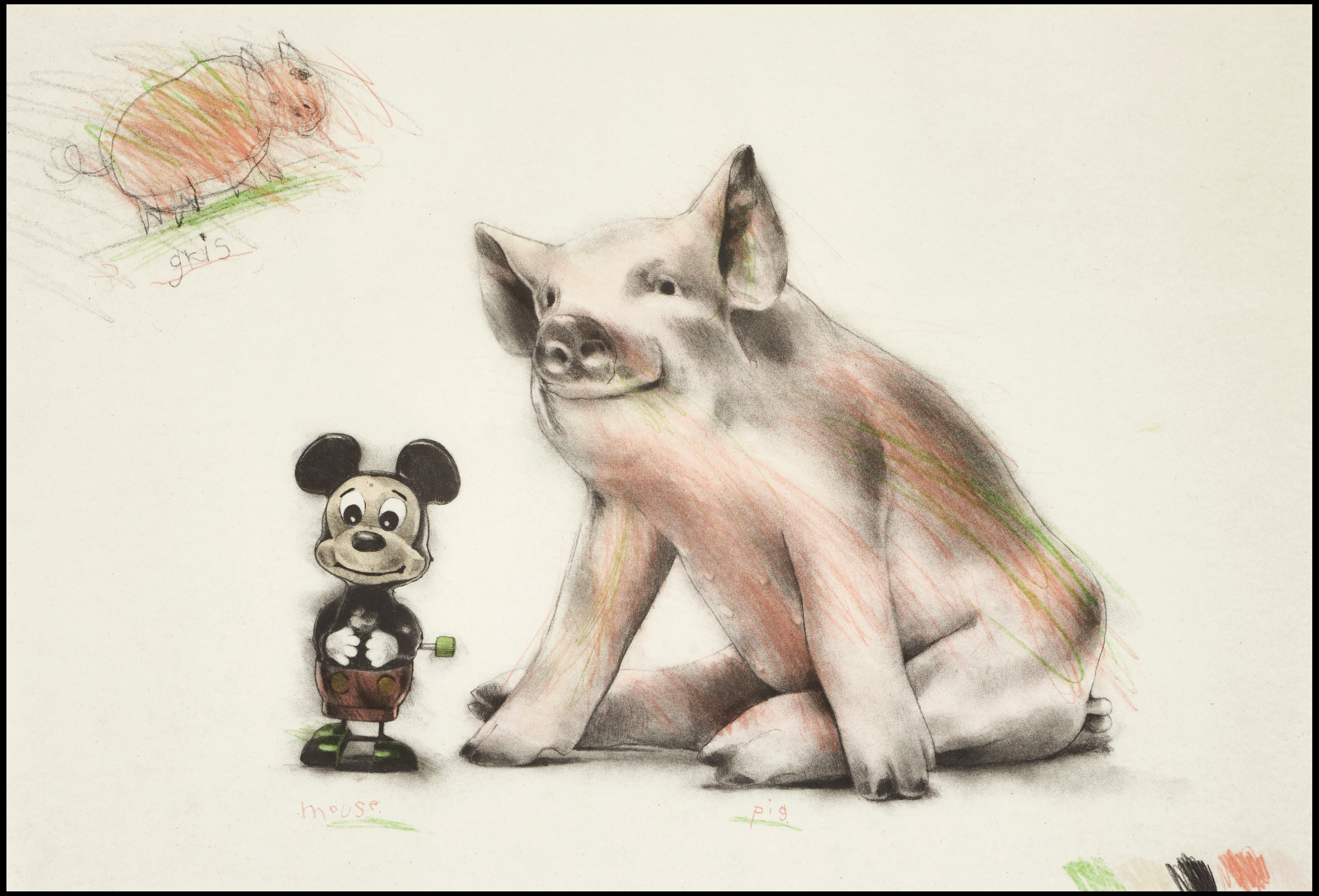 LASSE ÅBERG. "Mouse Pig", signerad Lasse Åberg, numrerad 178/400, handkolorerad färglitografi.