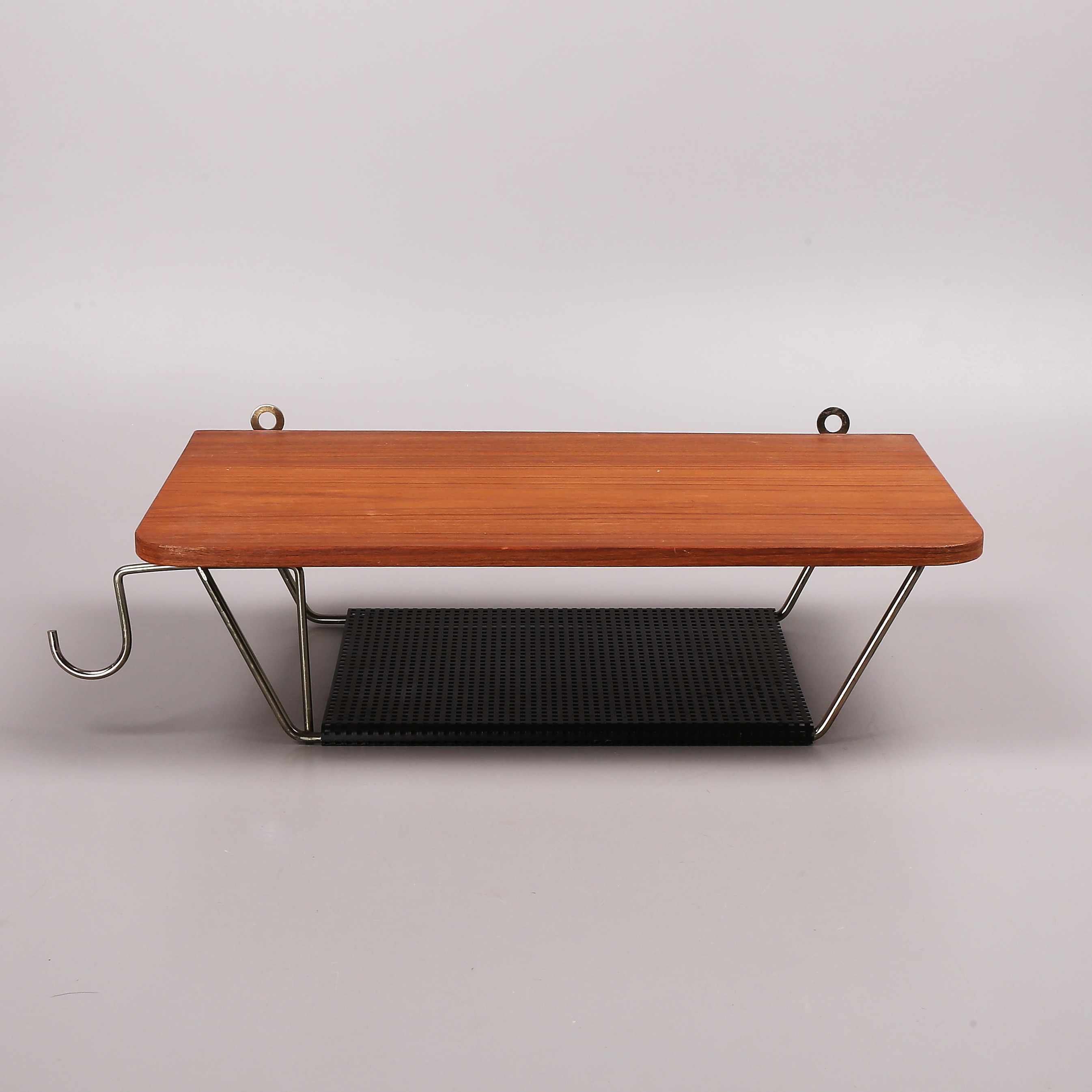 VÄGGHYLLA, teak/metall, 1900-talets mitt.